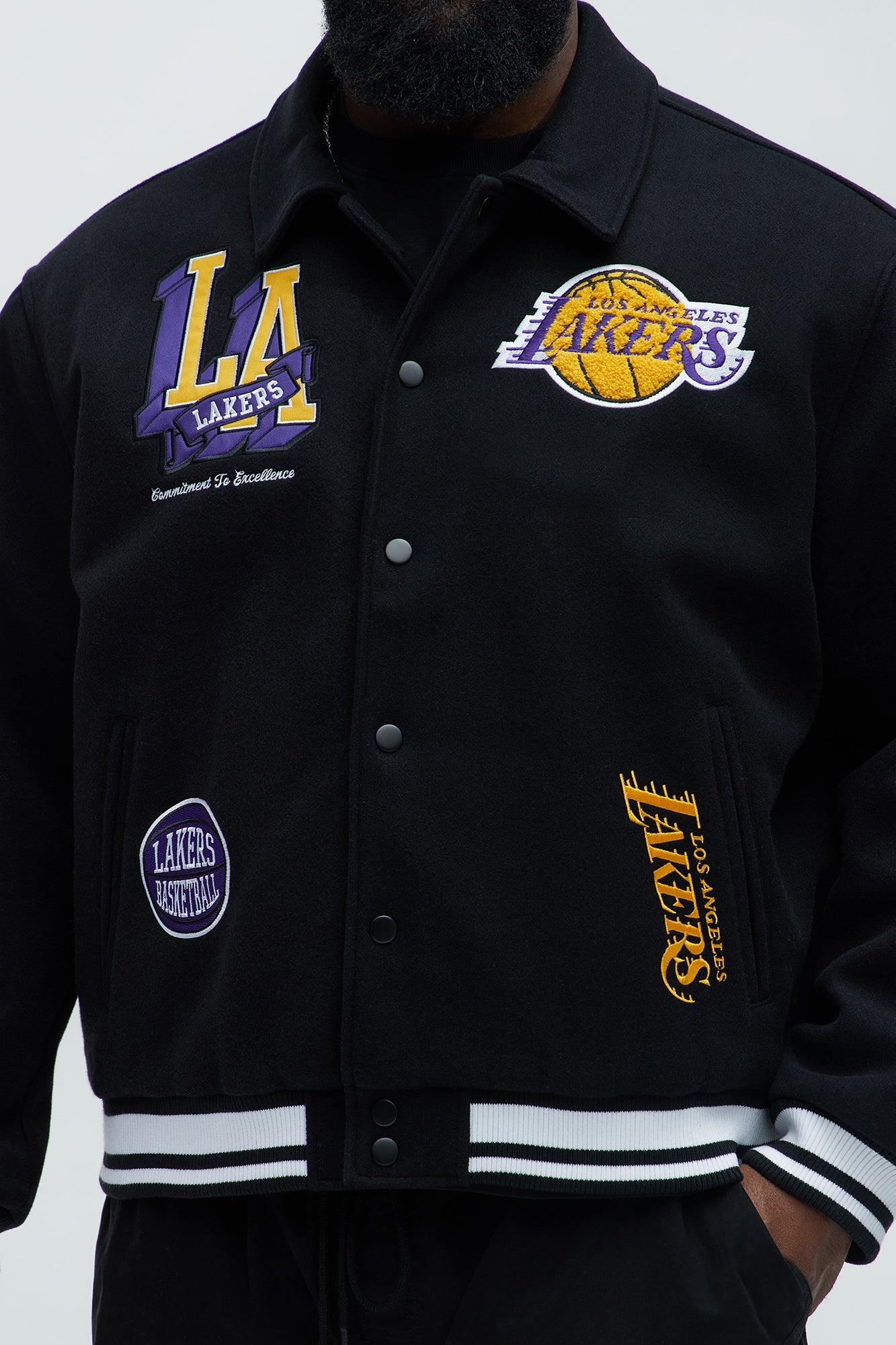 Lakers Ring Leader Varsity Jacket - Black/Yellow