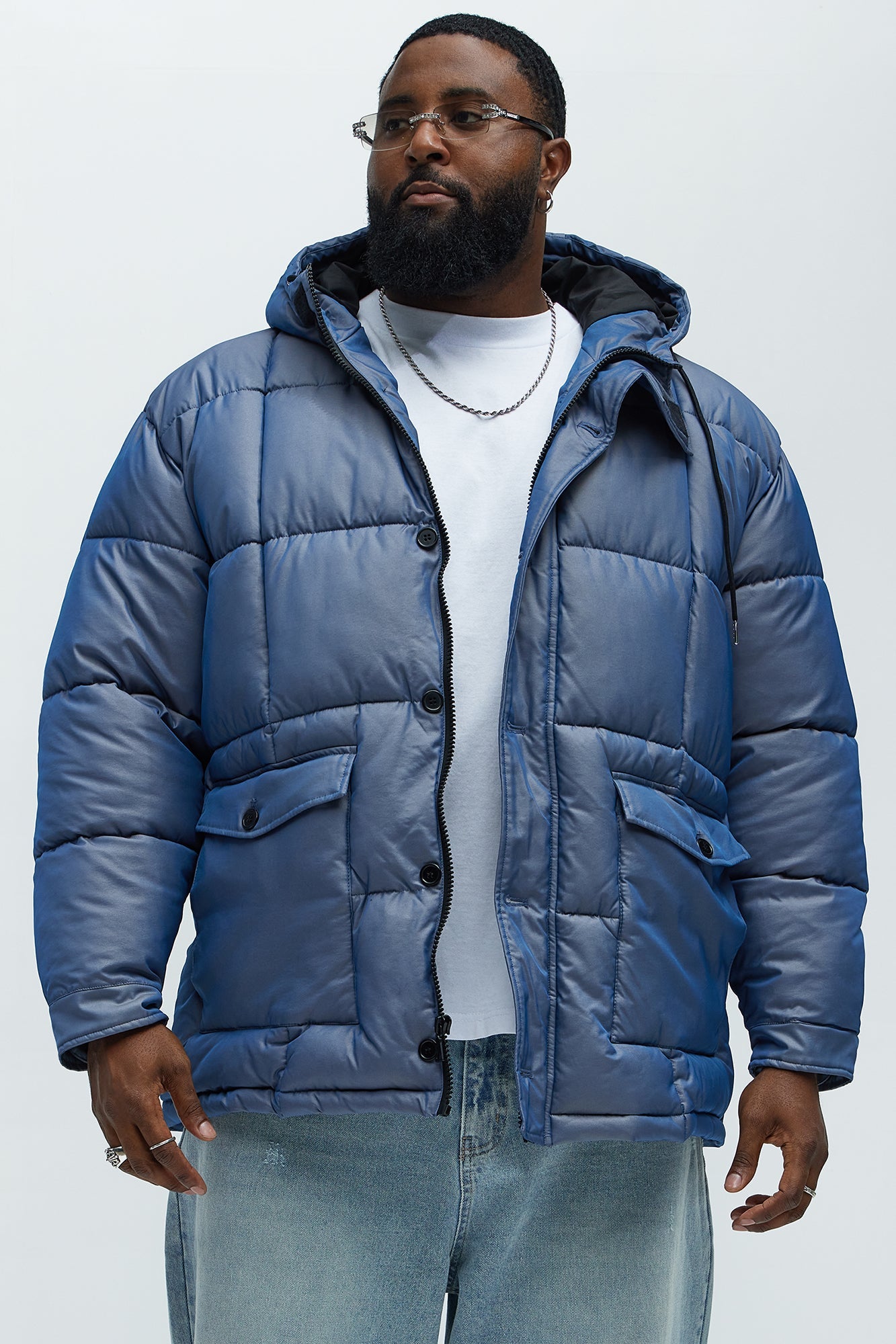 Cosmic Quilted Coat - Blue