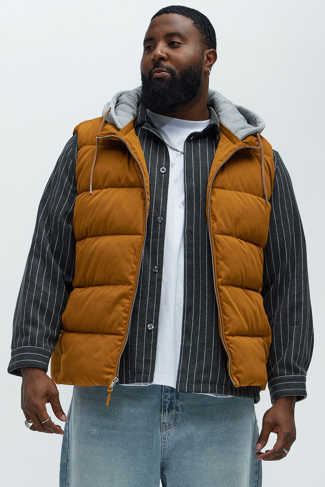 Heartbreak Puffer Vest With Hood - Mustard