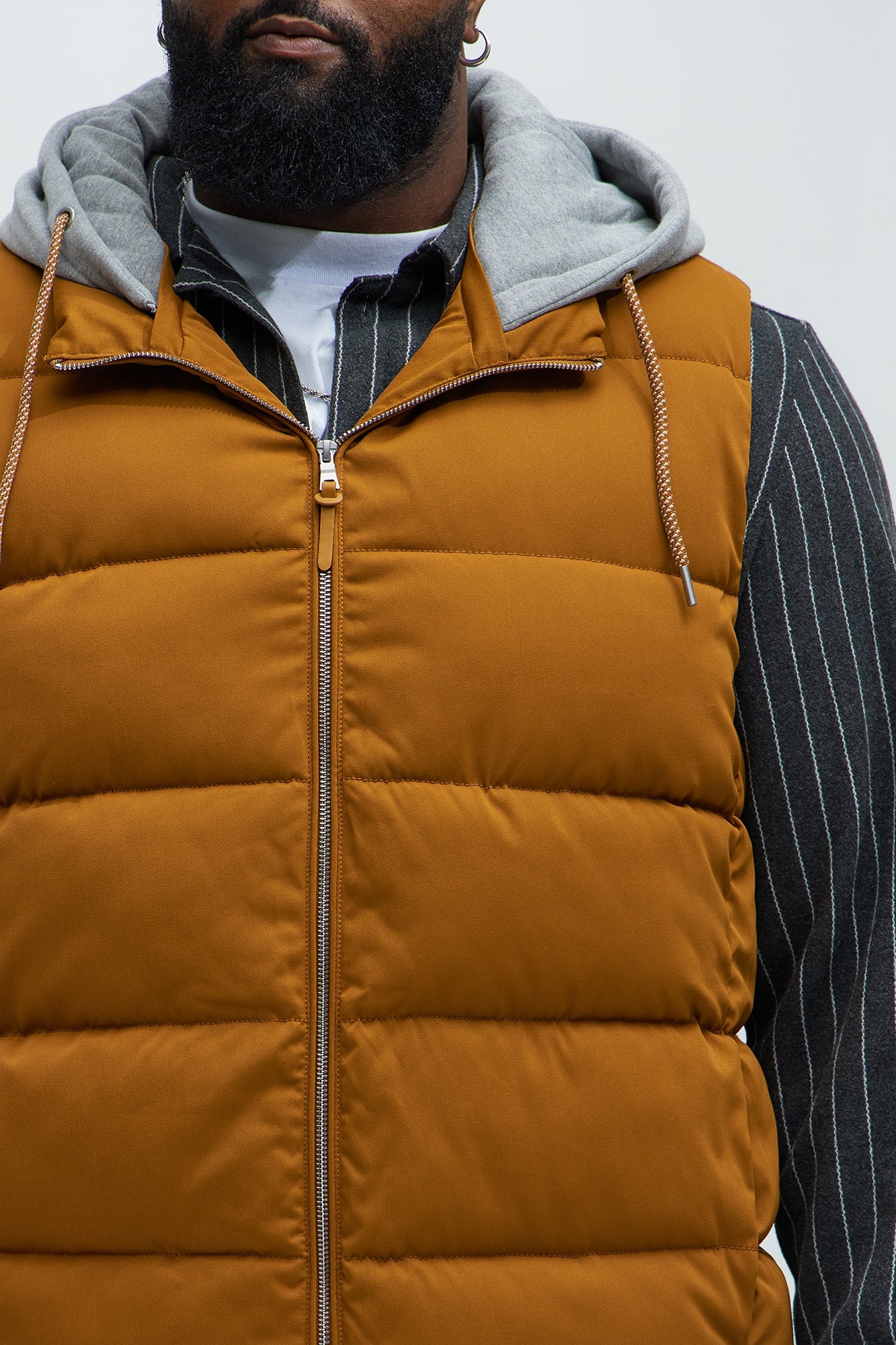 Heartbreak Puffer Vest With Hood - Mustard