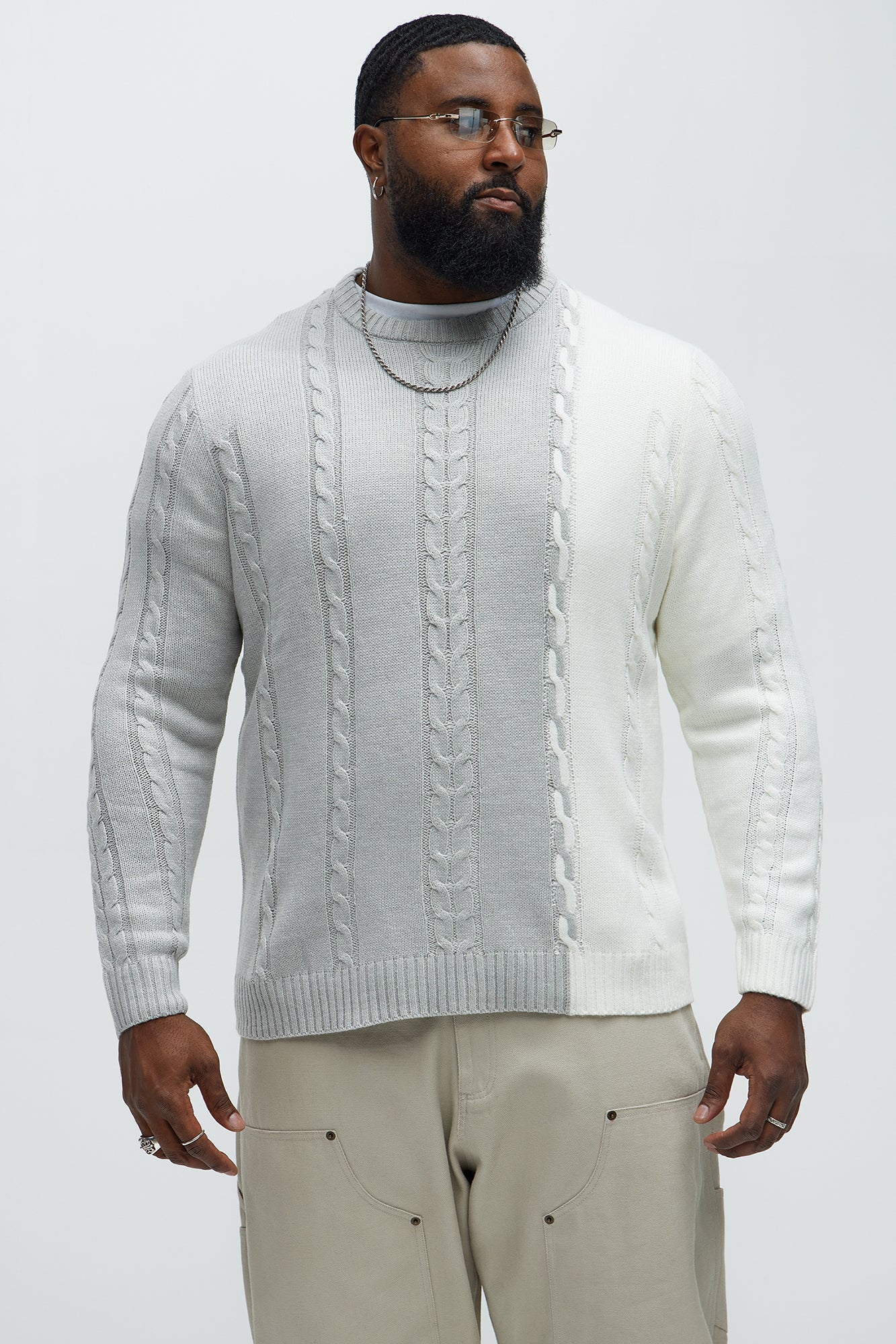 Cody Cable Knit Sweater - Heather Grey