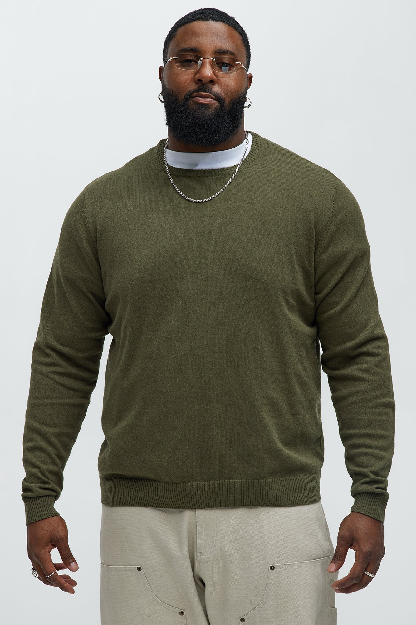 Cozy and Cool Crewneck Sweater - Olive