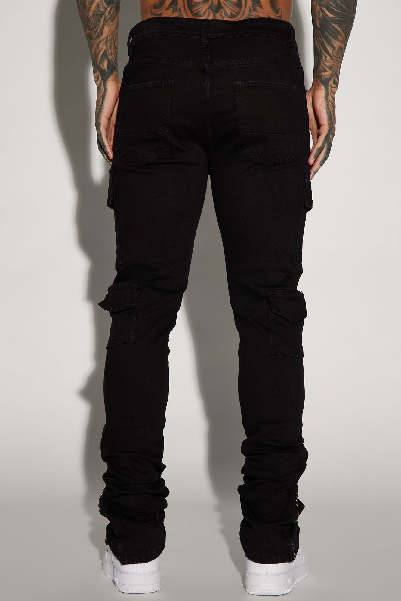 Convertible Stacked Skinny Flare Jeans - Black
