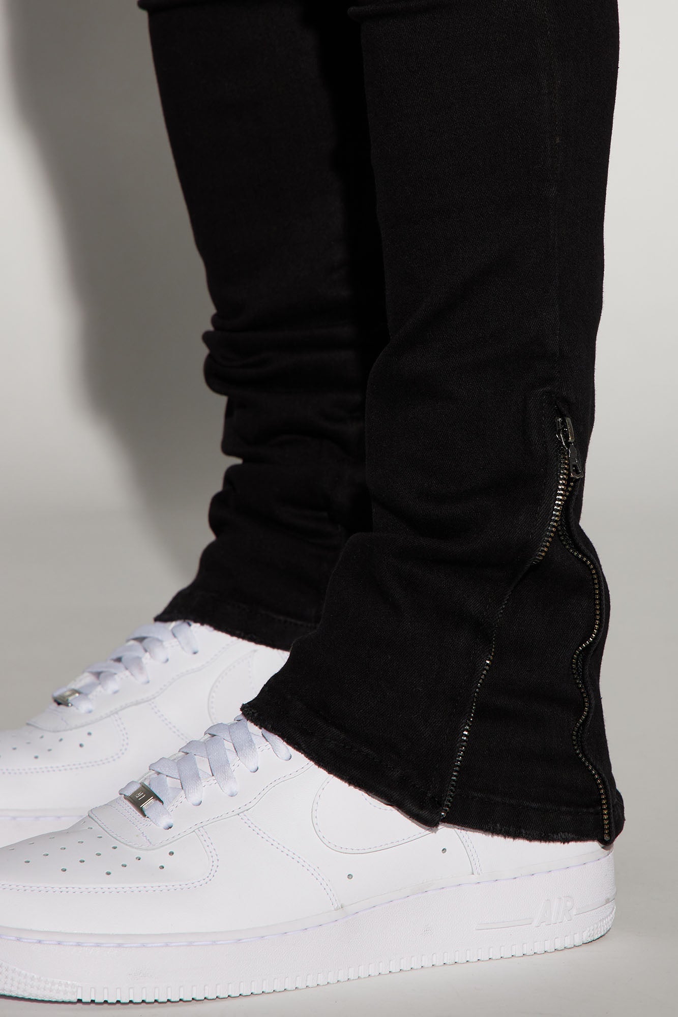 Convertible Stacked Skinny Flare Jeans - Black