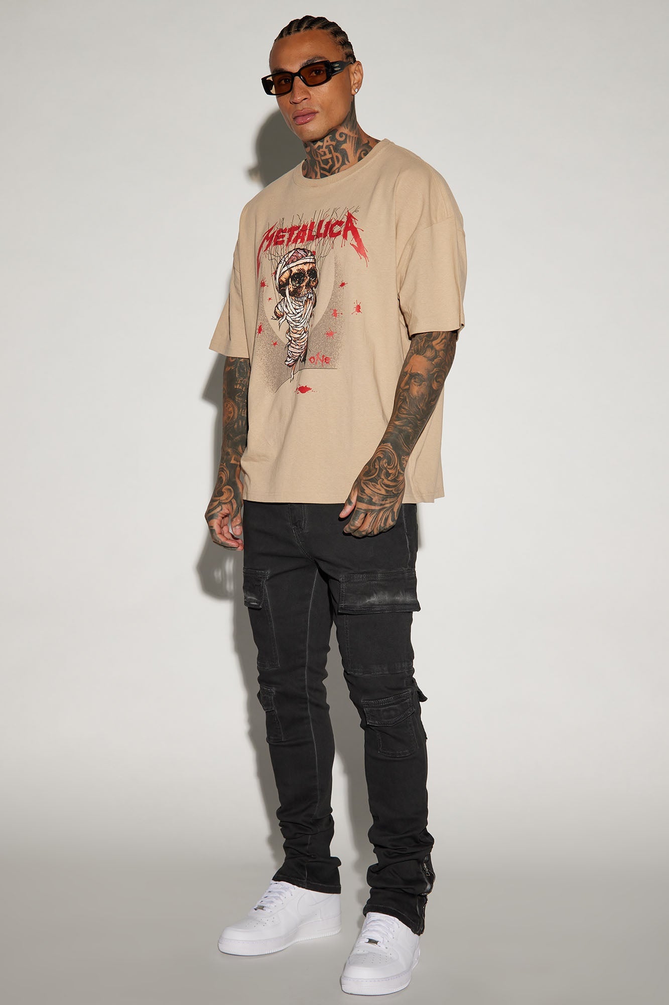 Triple Cargo Stacked Skinny Flare Jeans - Black Wash