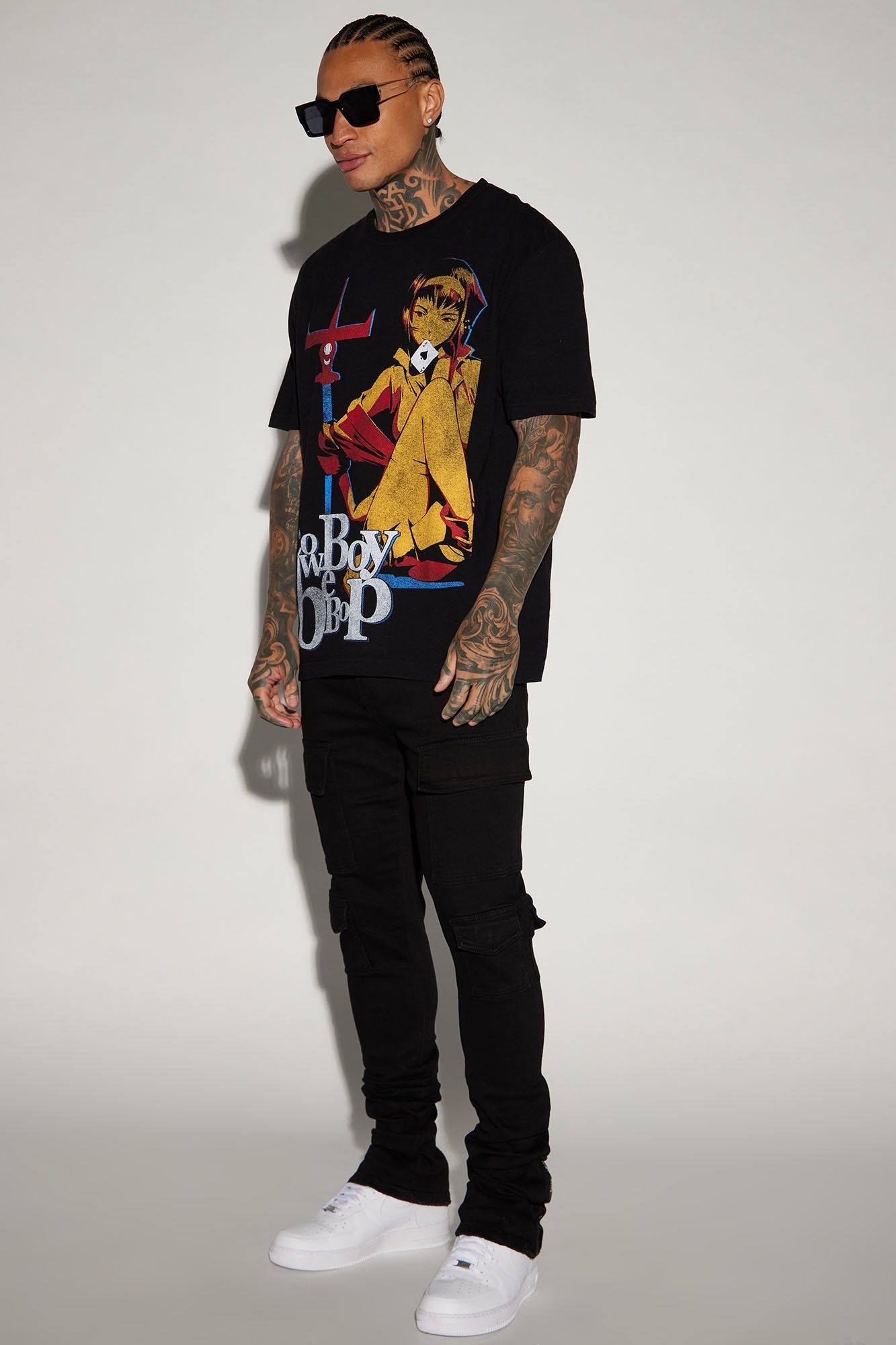 Convertible Stacked Skinny Flare Jeans - Black