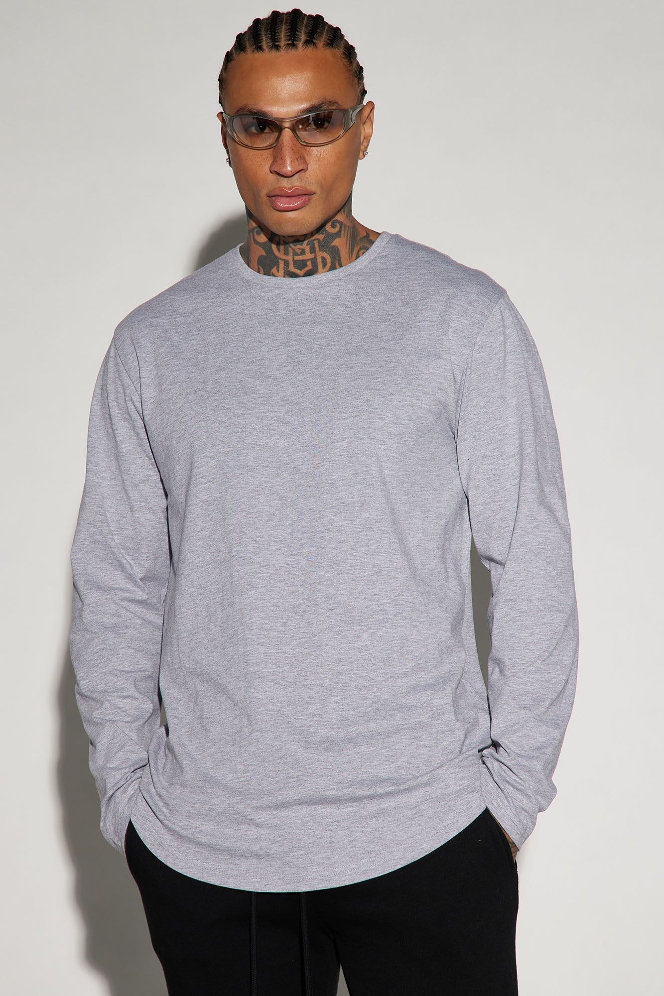 Essential Long Sleeve Scallop Tee - Grey