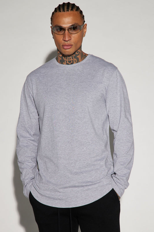 Essential Long Sleeve Scallop Tee - Grey