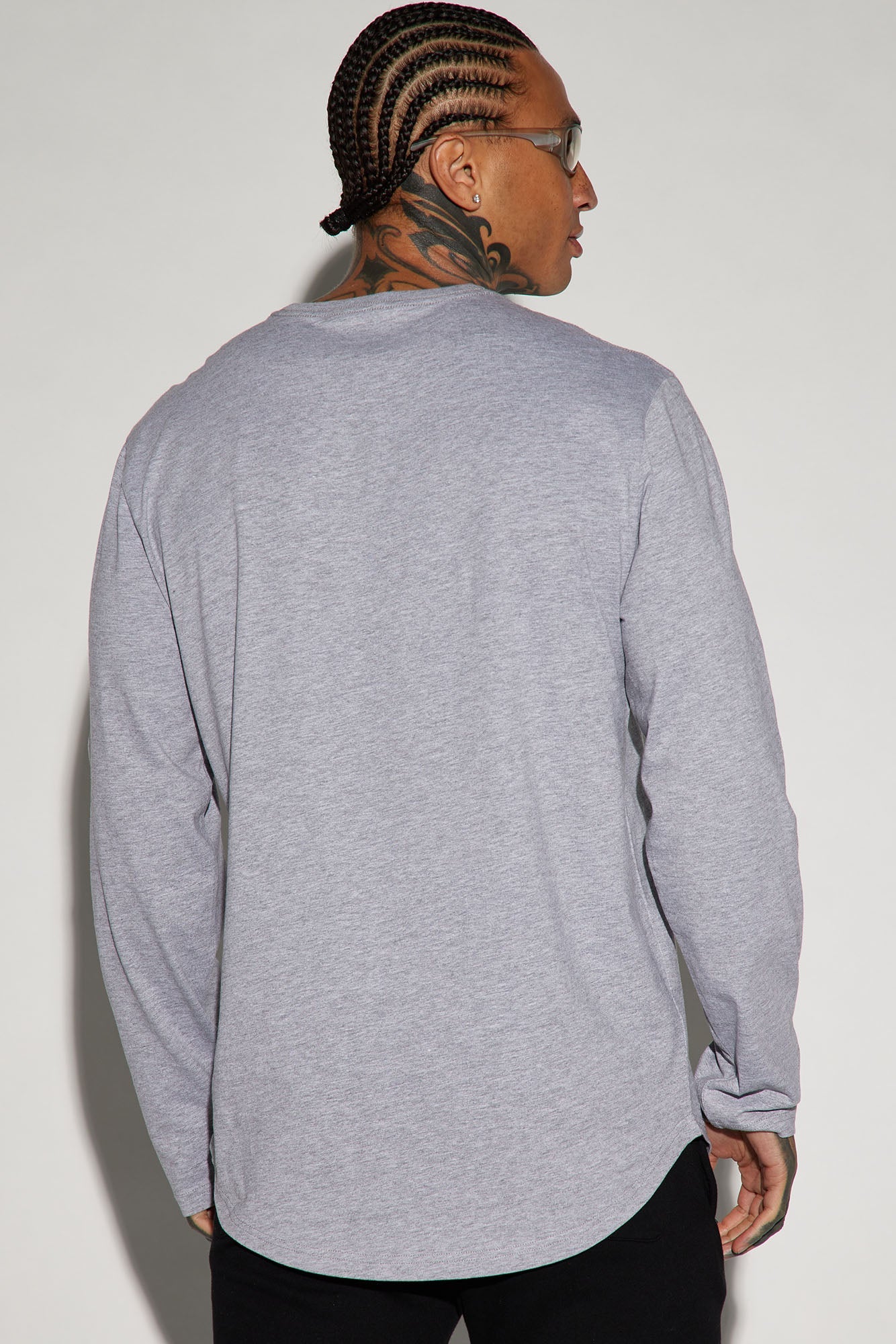 Essential Long Sleeve Scallop Tee - Grey