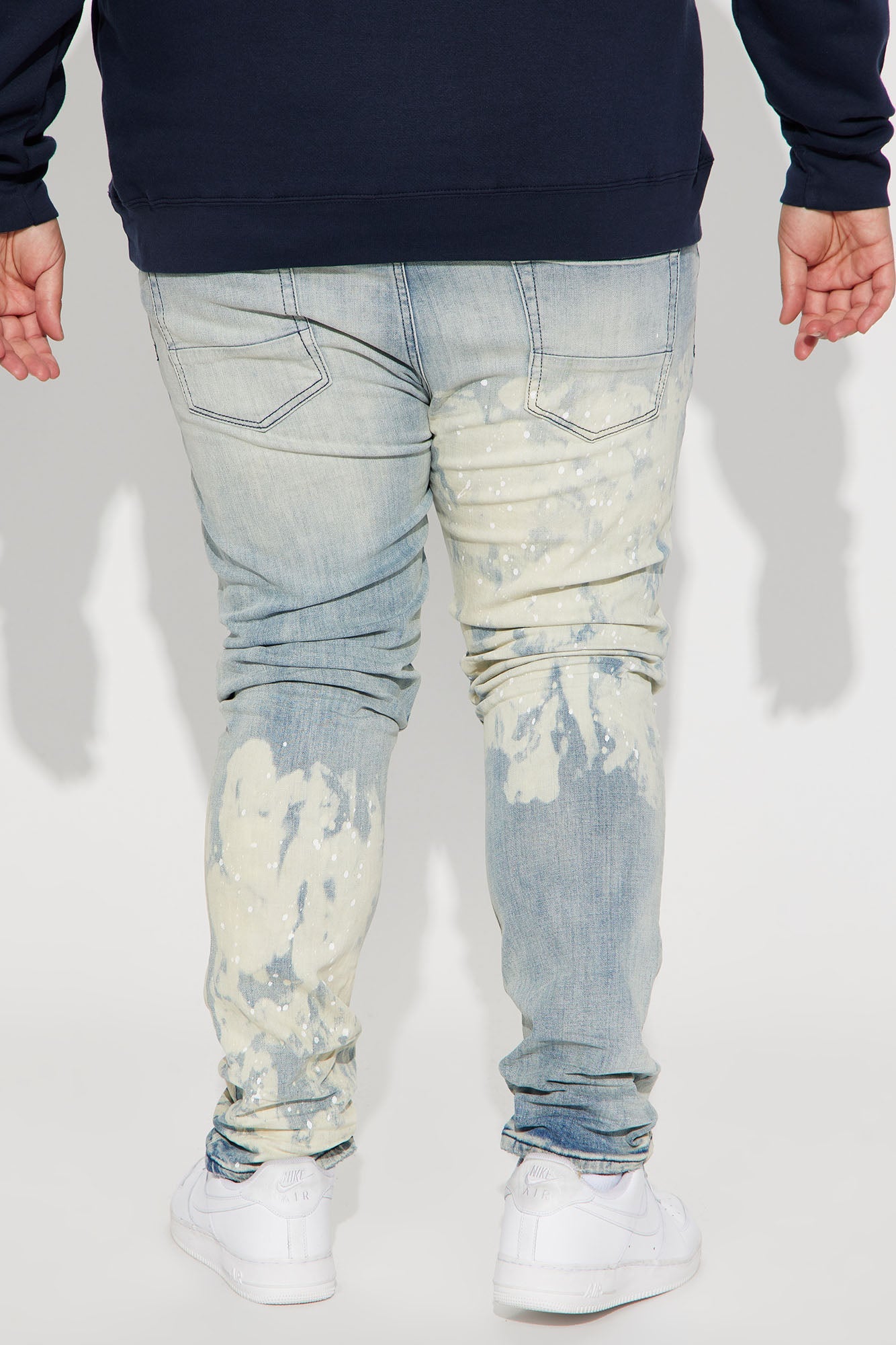 For It Paint Splattered Stacked Skinny Jeans - Light Wash