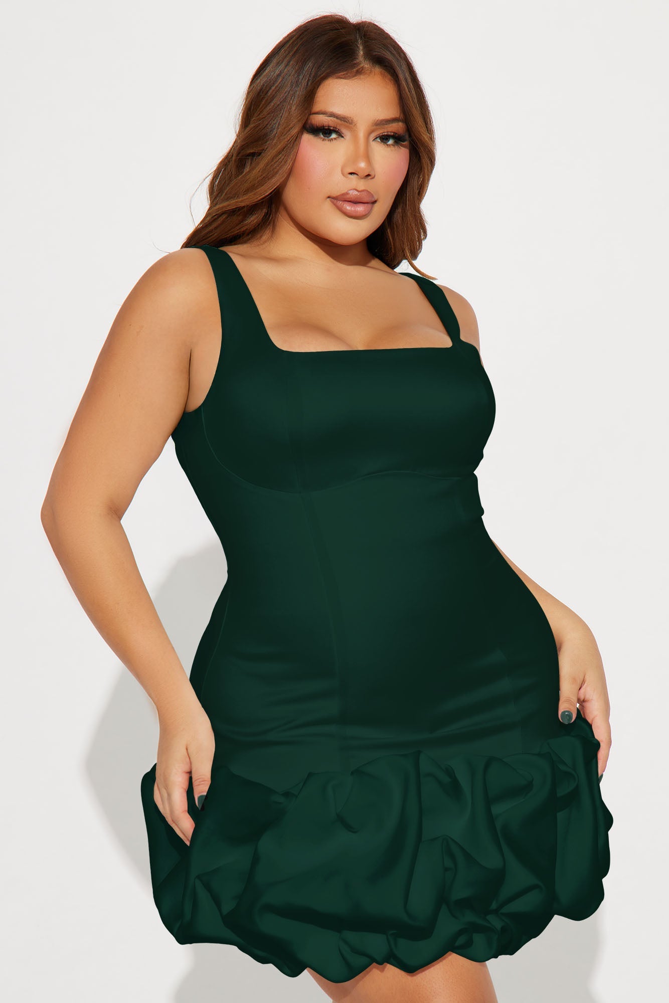 Sienna Satin Mini Dress - Hunter