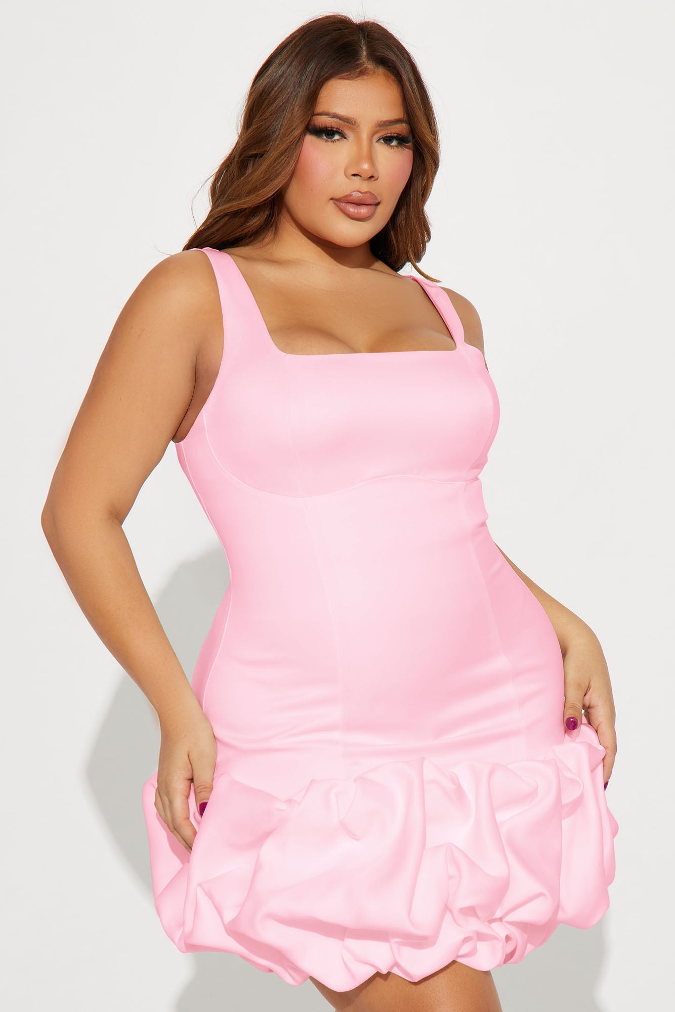 Sienna Satin Mini Dress - Light Pink