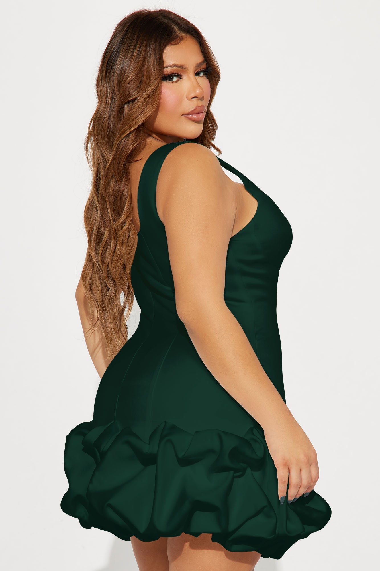 Sienna Satin Mini Dress - Hunter