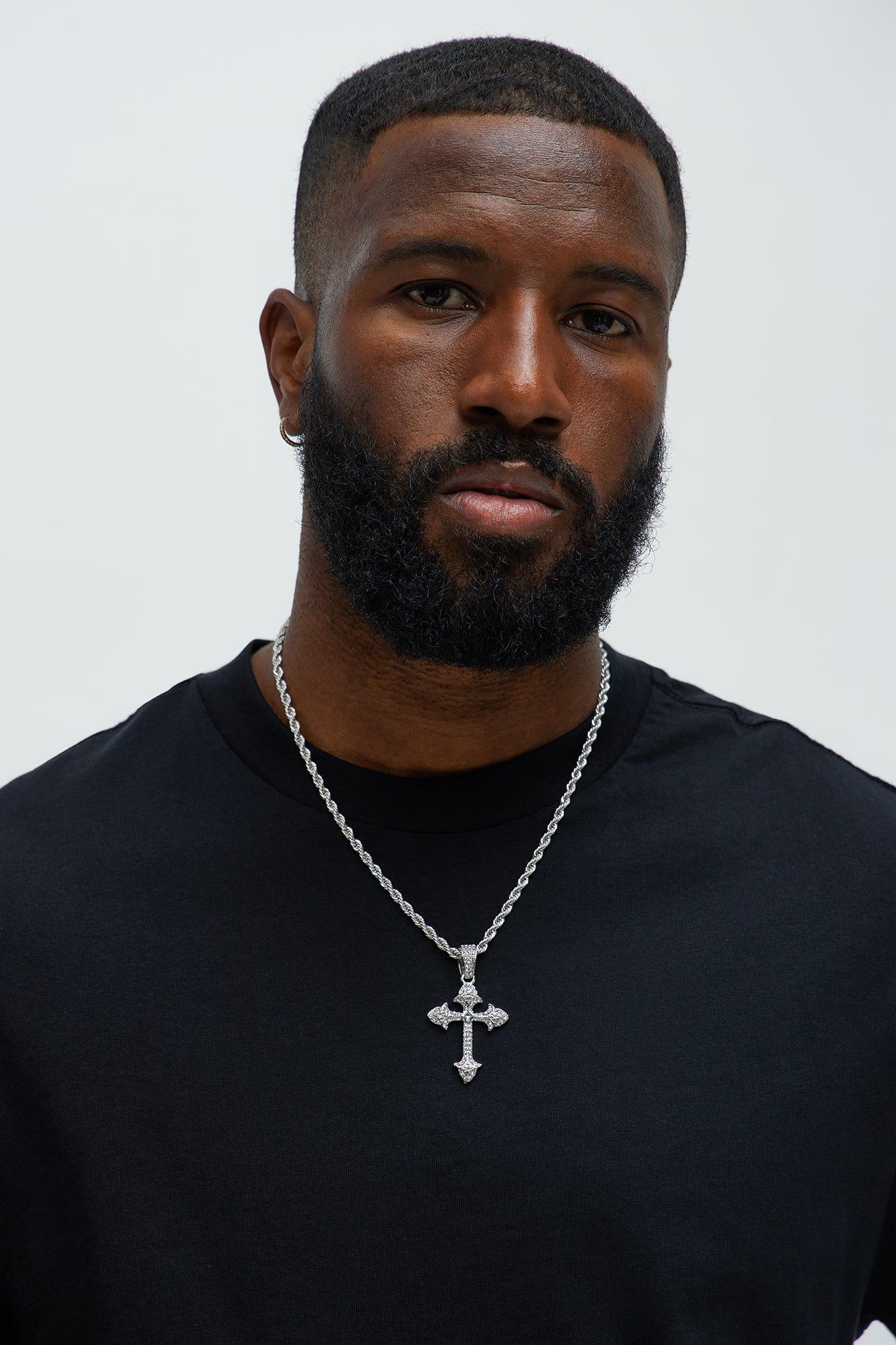 Stark Iced Out Cross Pendant - Silver