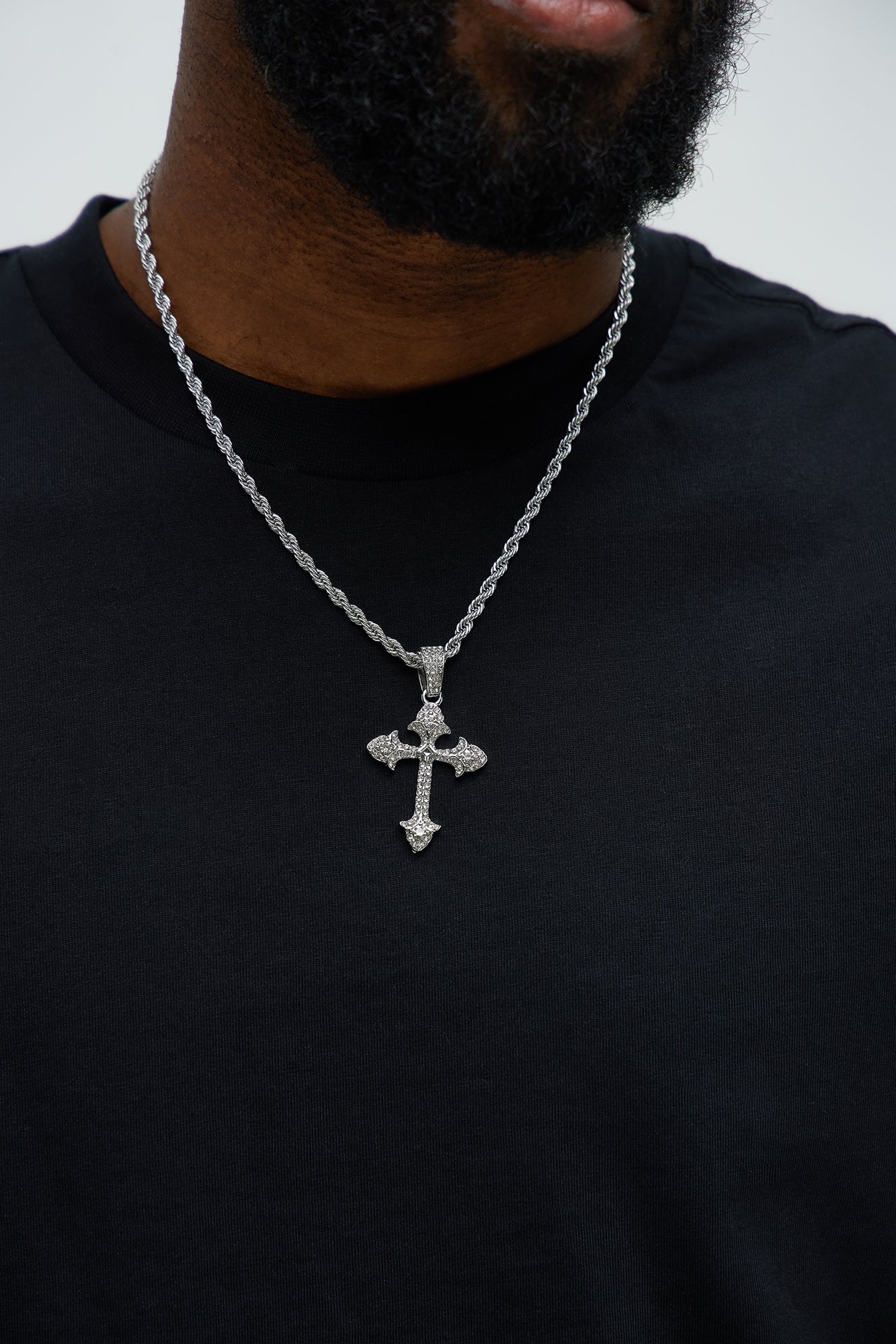 Stark Iced Out Cross Pendant - Silver