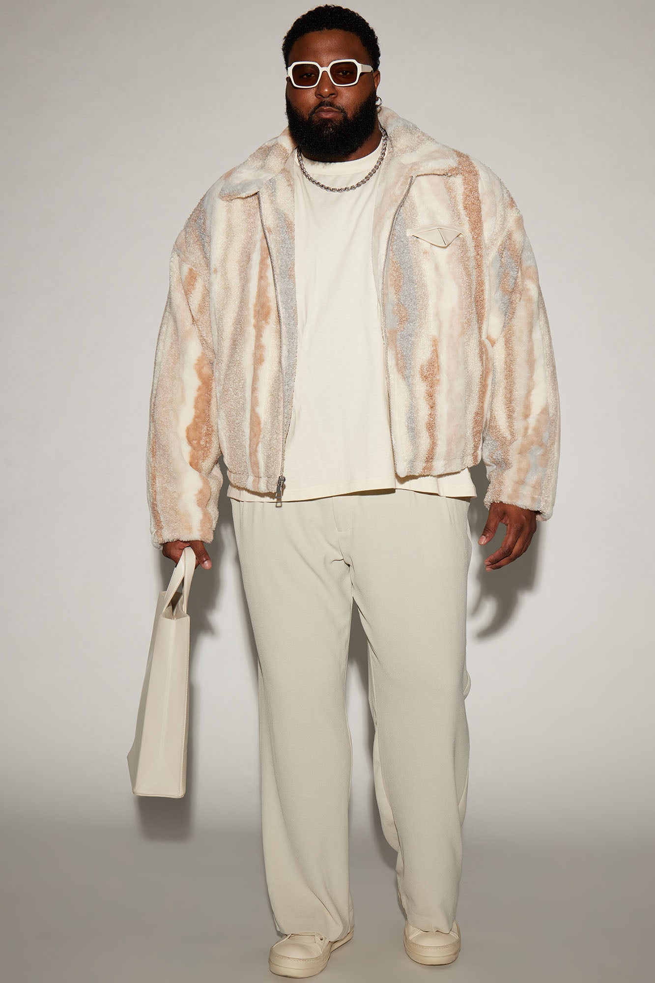 Fuzzy Feeling Cropped Jacket - Brown/combo