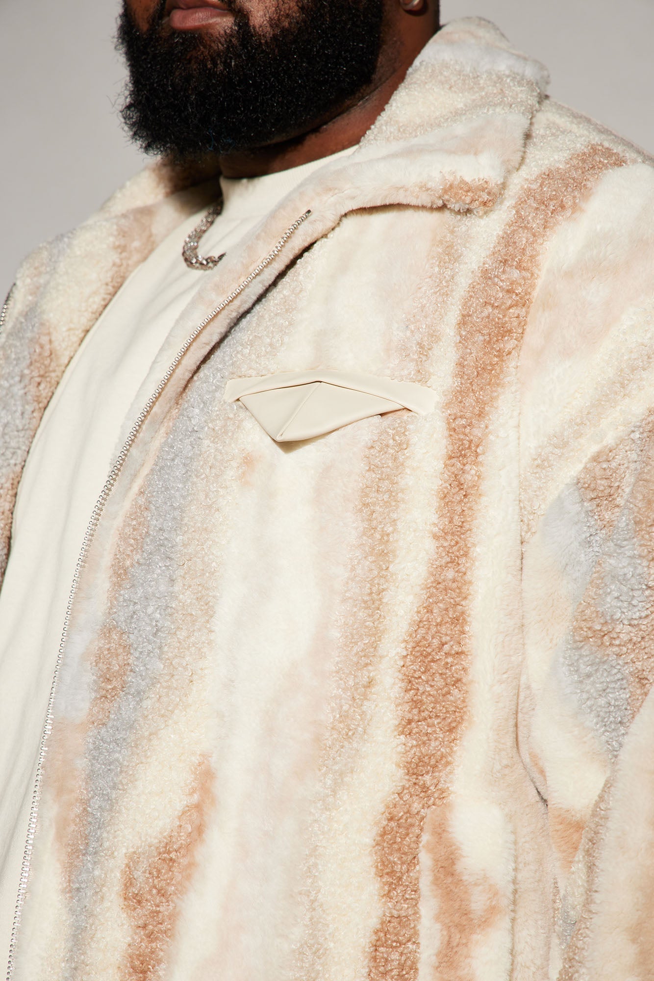 Fuzzy Feeling Cropped Jacket - Brown/combo