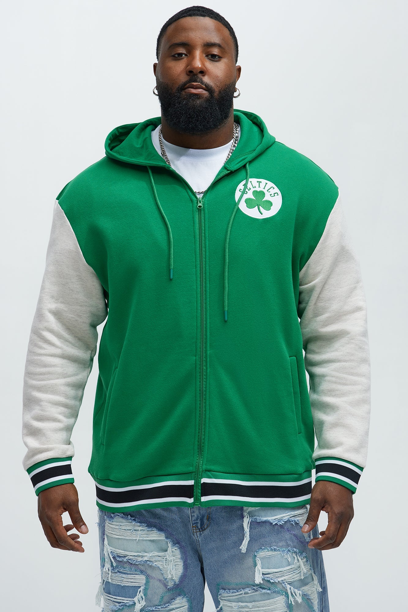 Celtics Above The Rim Zip Up Hoodie - Kelly Green