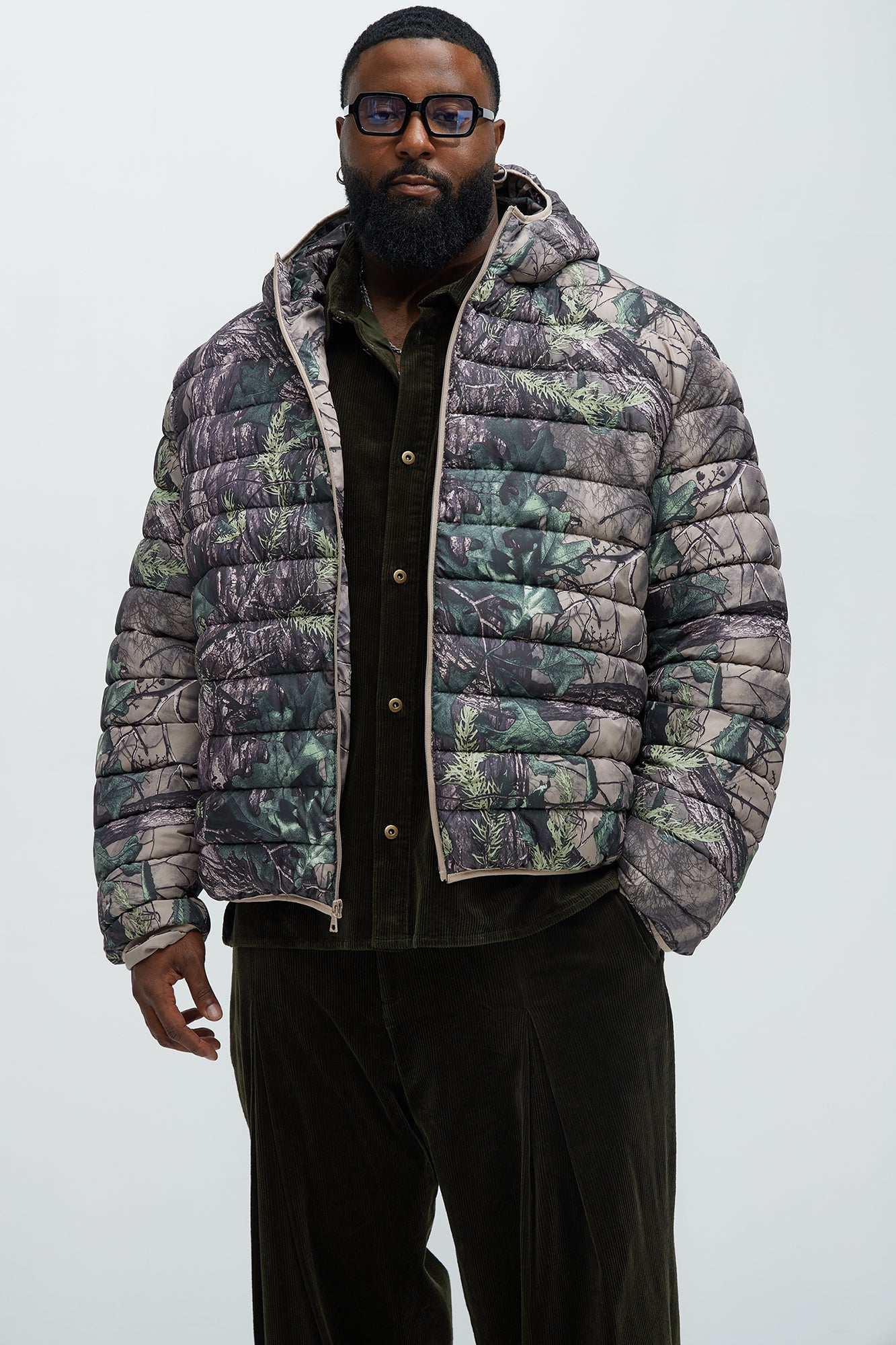 Troop Padded Zip Up Hoodie - Brown/combo