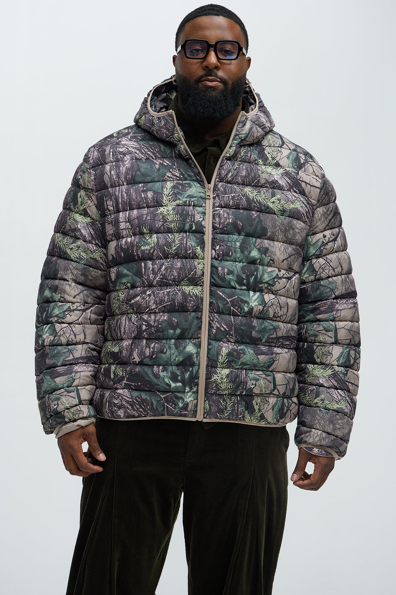 Troop Padded Zip Up Hoodie - Brown/combo