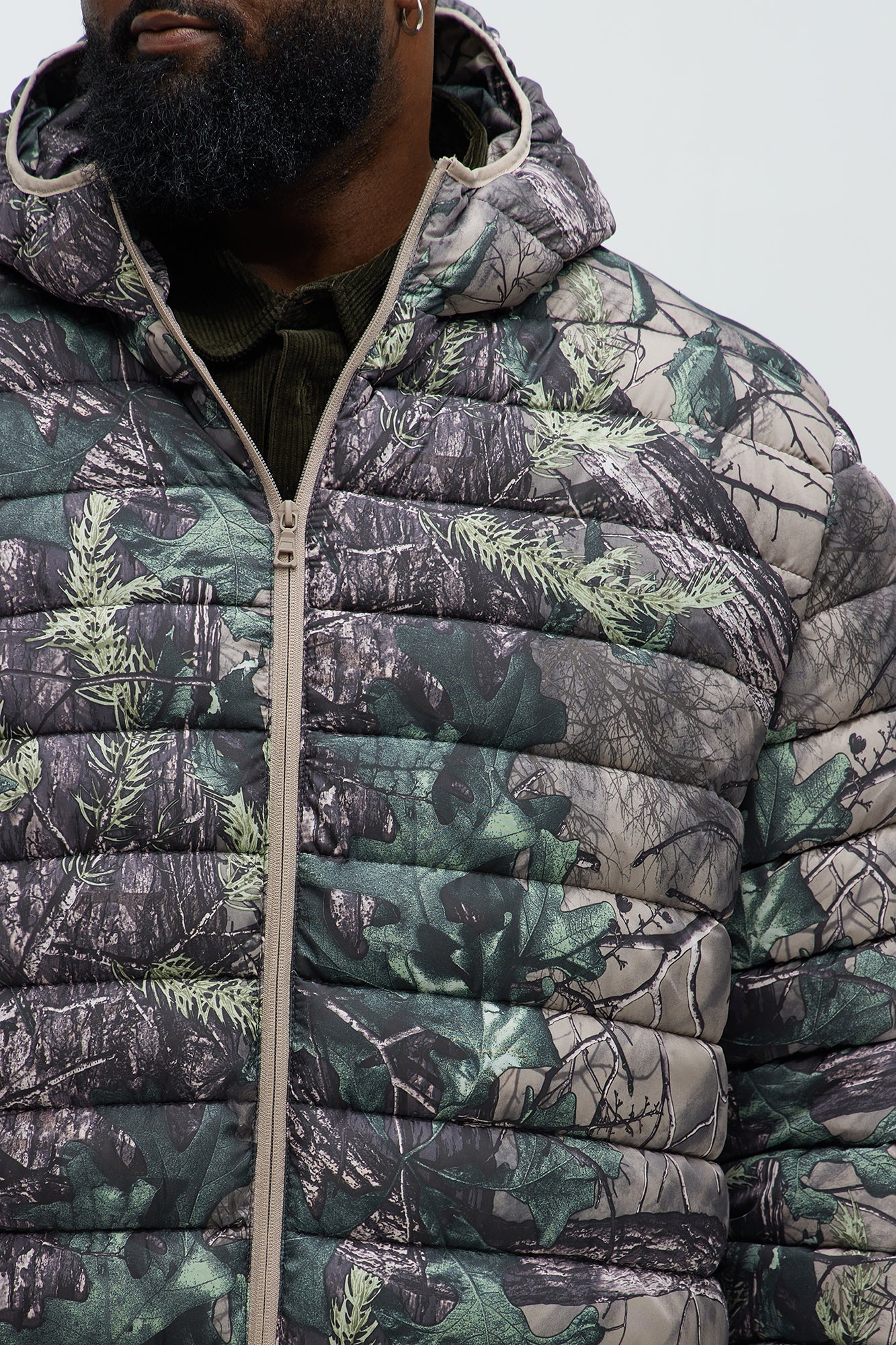 Troop Padded Zip Up Hoodie - Brown/combo