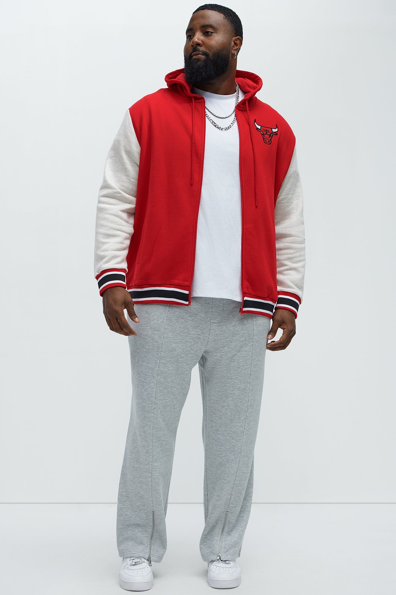 Bulls Above The Rim Zip Up Hoodie - Red