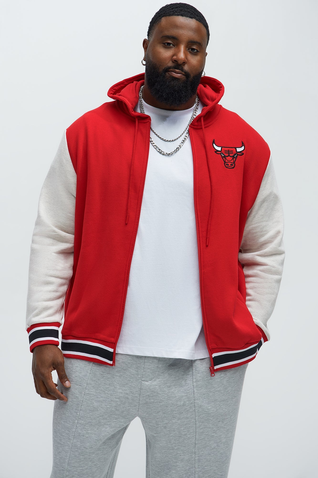 Bulls Above The Rim Zip Up Hoodie - Red