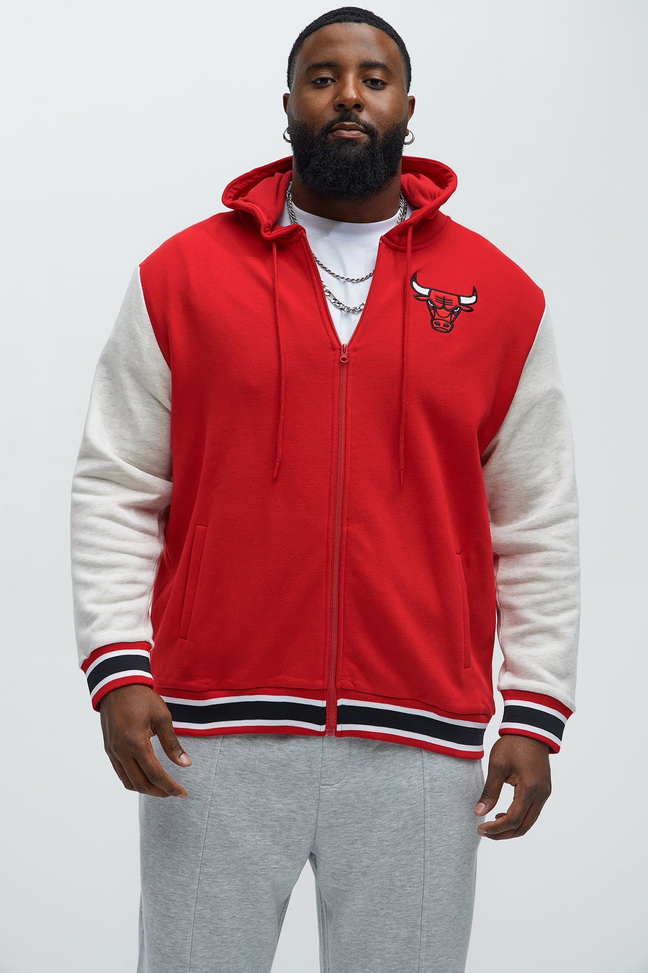 Bulls Above The Rim Zip Up Hoodie - Red