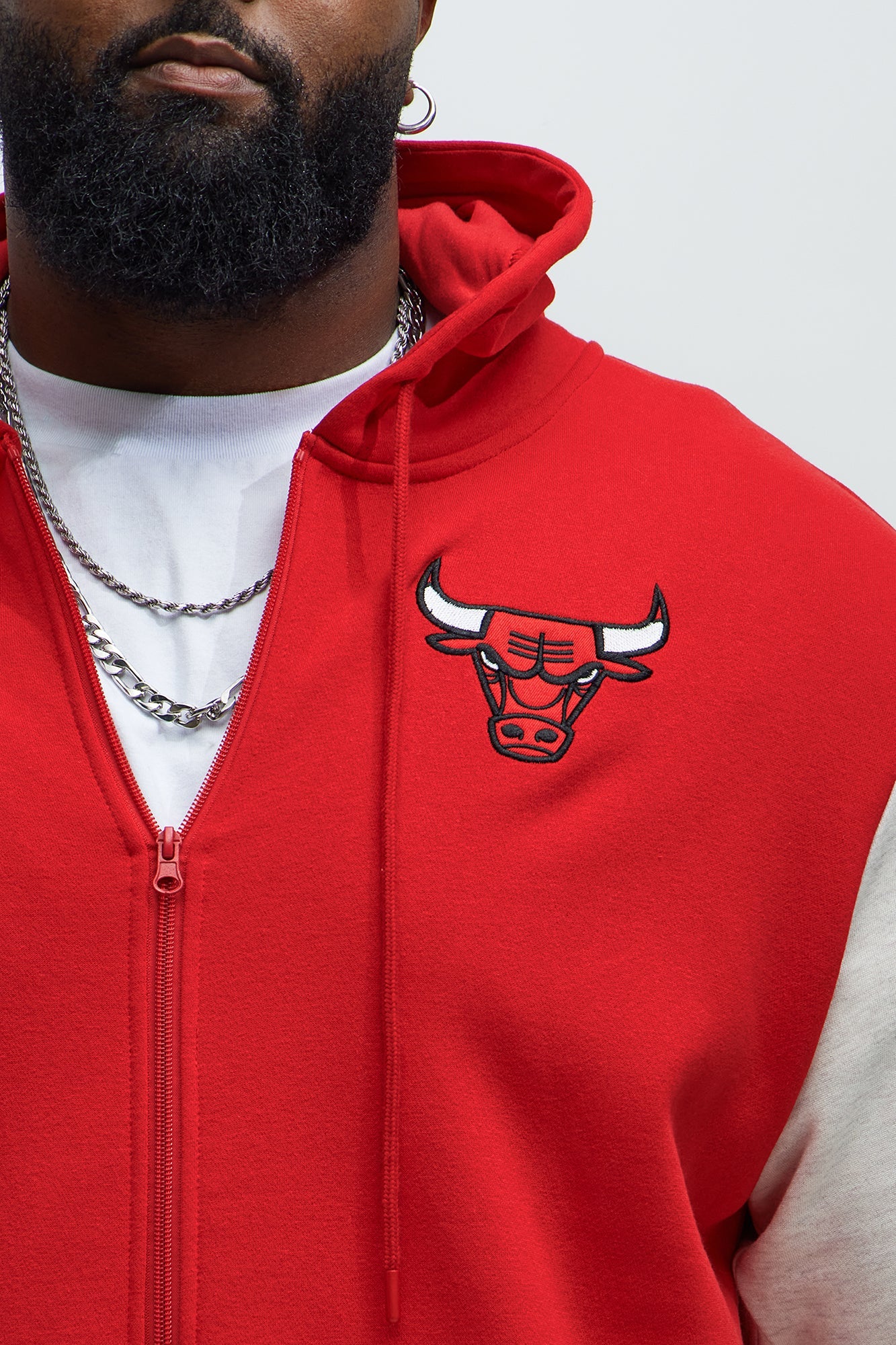 Bulls Above The Rim Zip Up Hoodie - Red