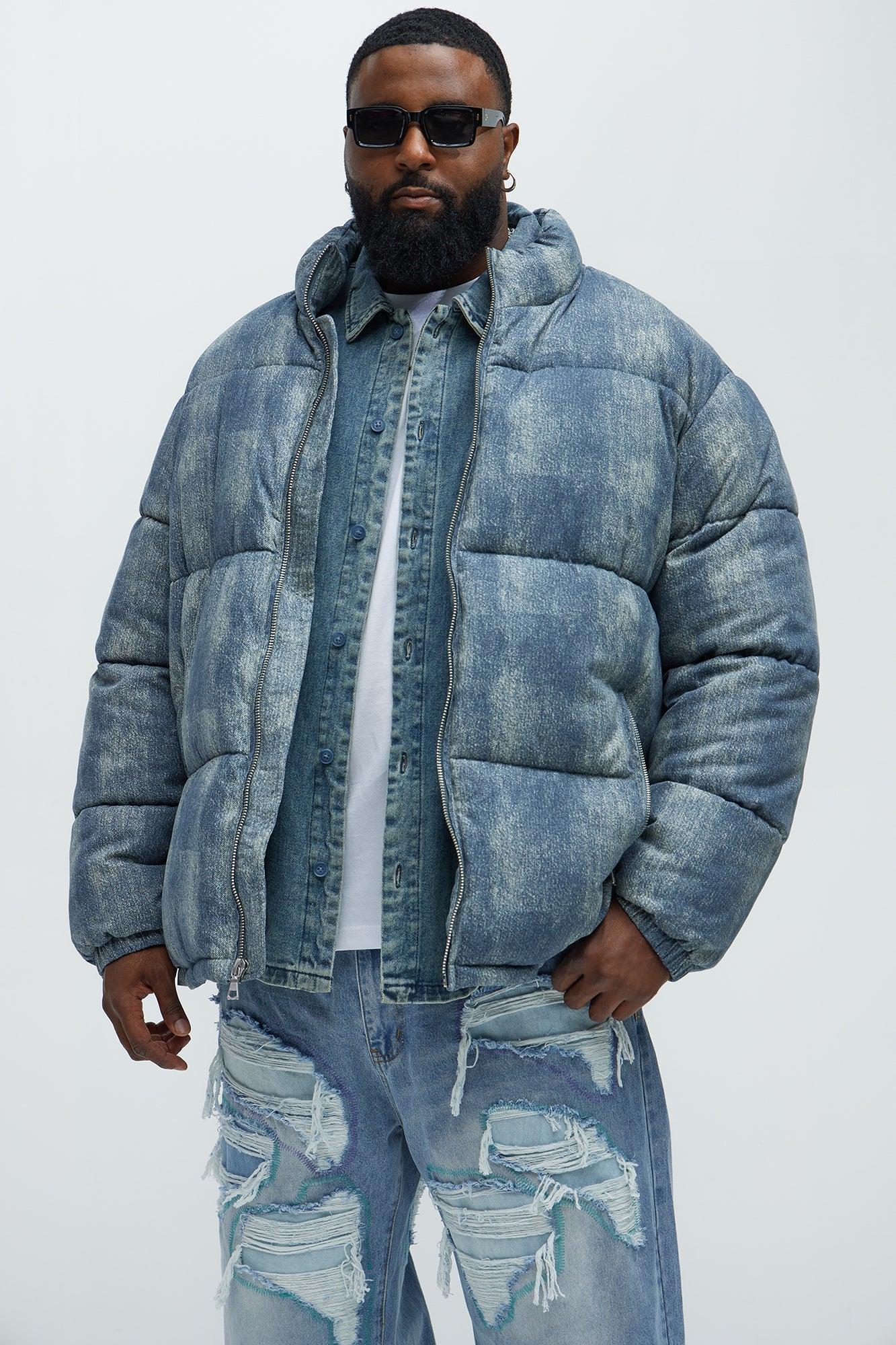 Inwood Printed Denim Puffer - Blue/combo