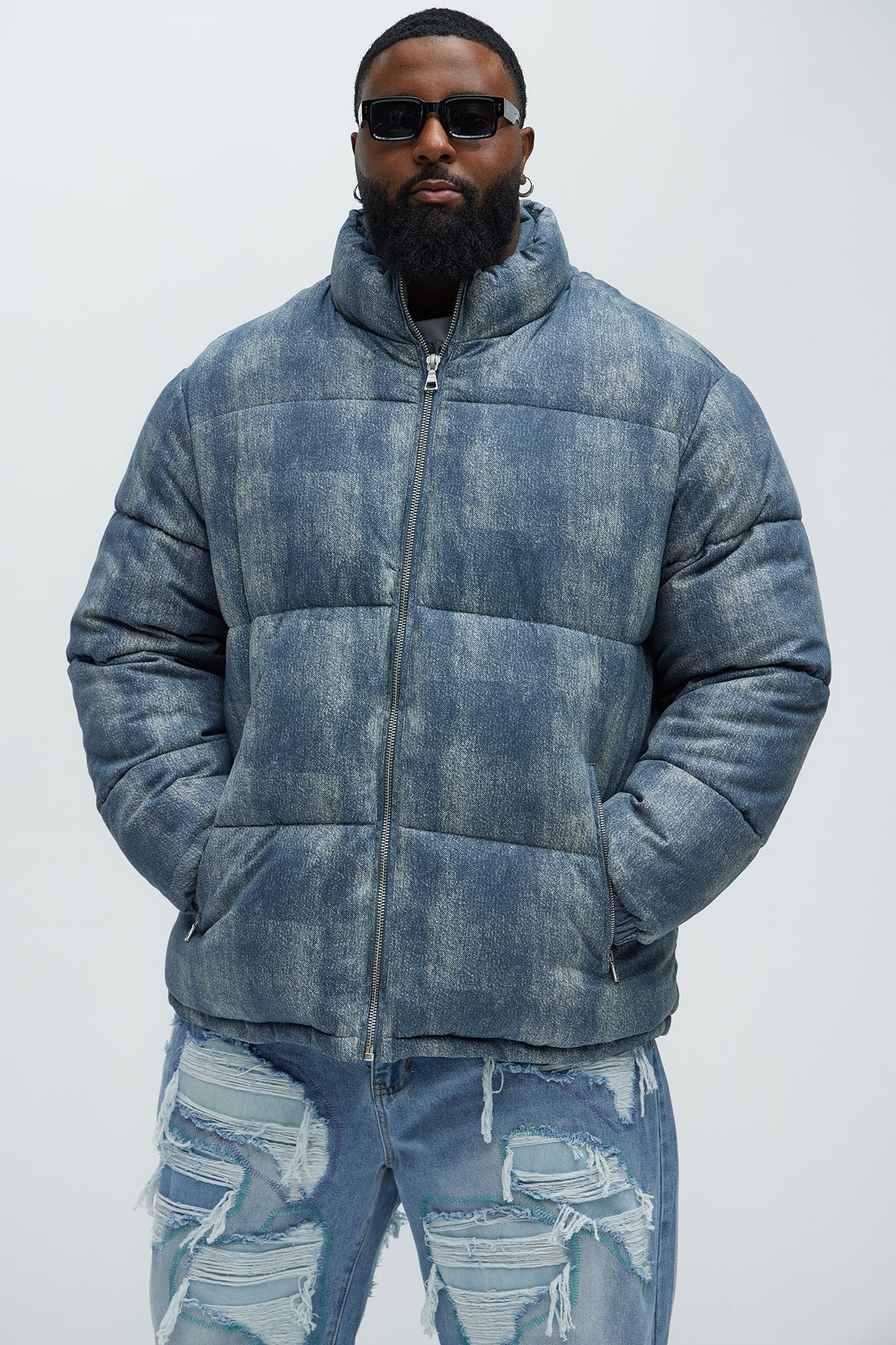 Inwood Printed Denim Puffer - Blue/combo