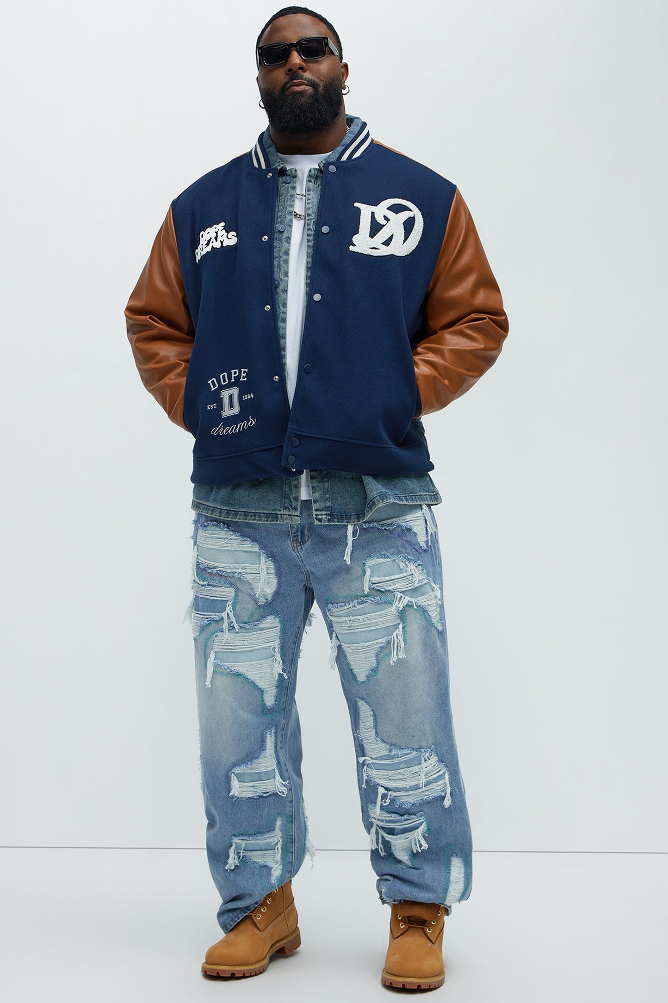 Dope Dreams Varsity Jacket - Navy/combo