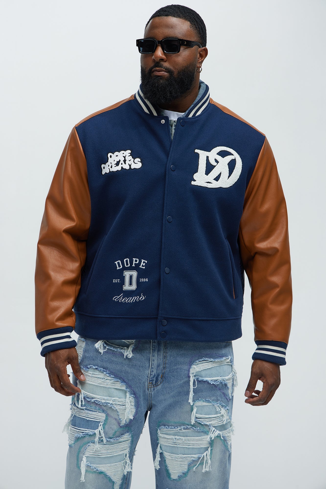 Dope Dreams Varsity Jacket - Navy/combo