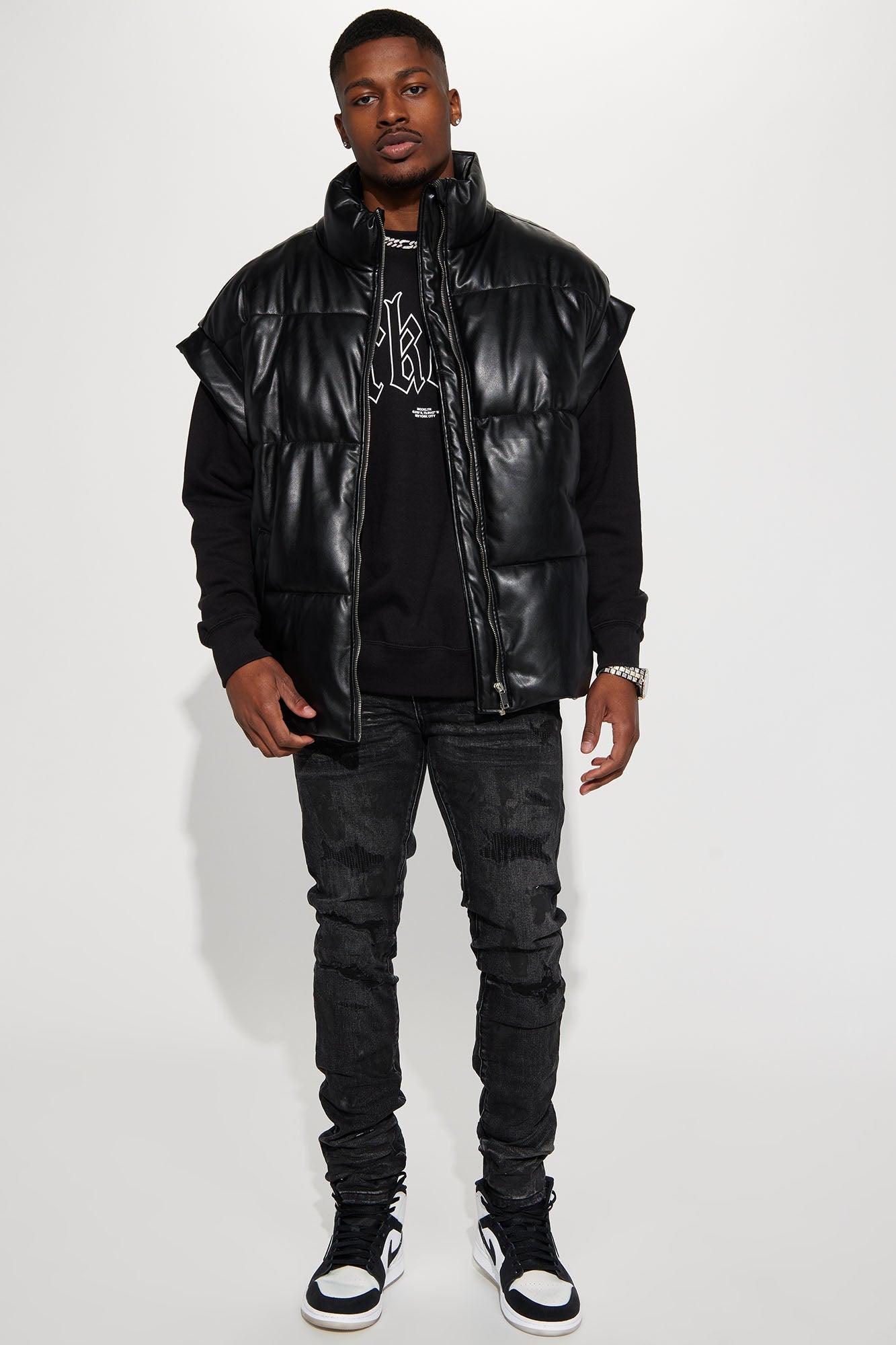 Ask About Me Stacked Skinny Jeans - Black