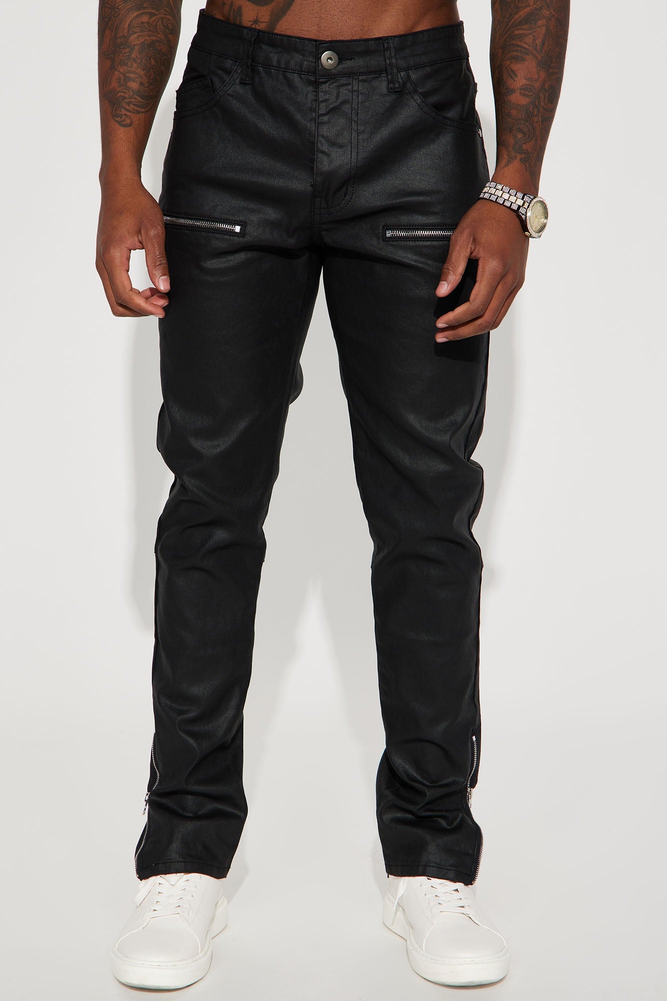 Keeping It Cool Waxed Skinny Pants - Black