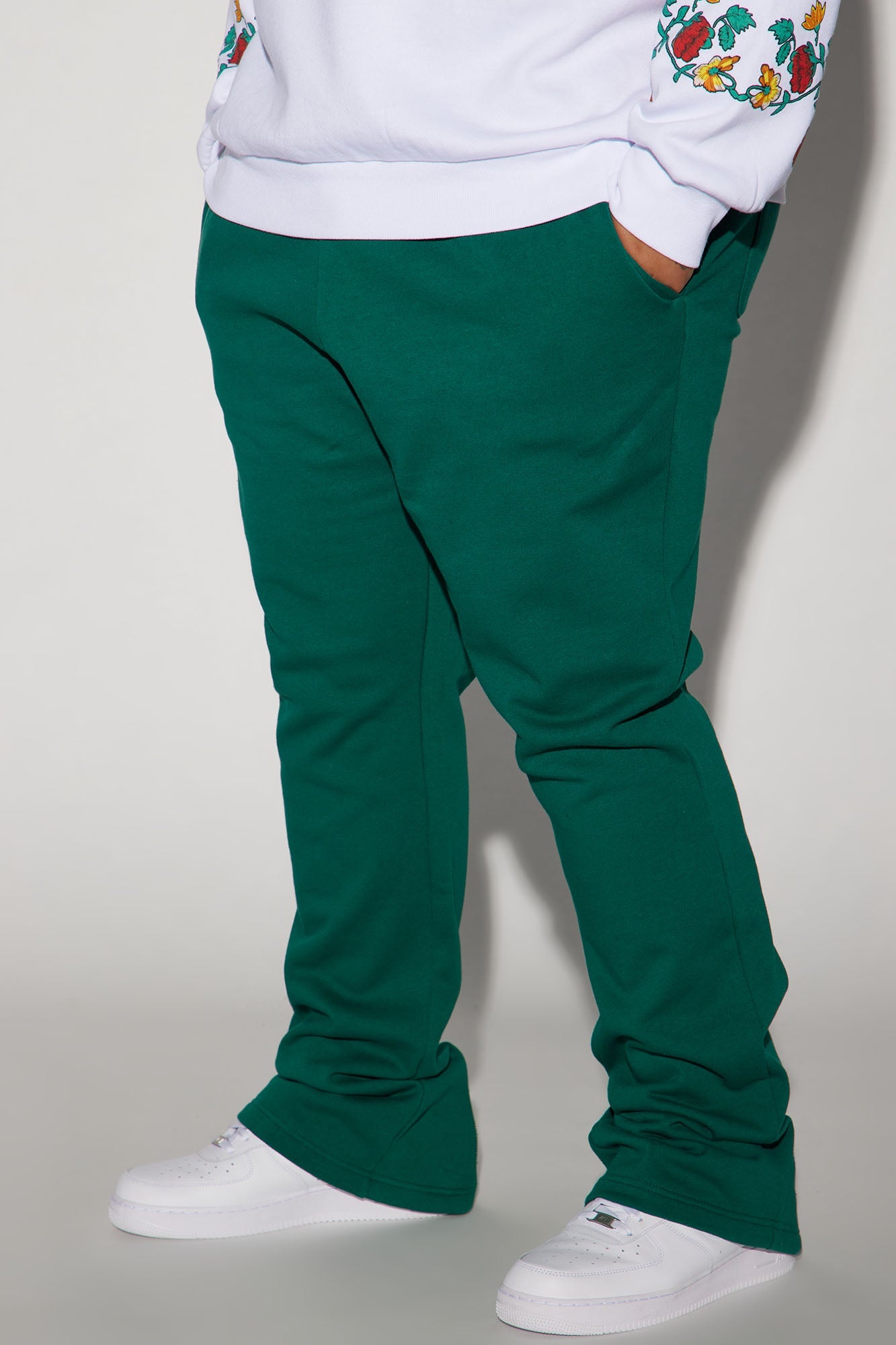 Tyson Back Zipper Skinny Flared Sweatpants - Green