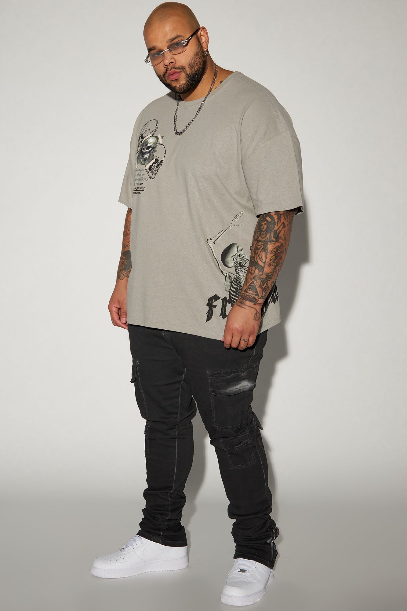 Triple Cargo Stacked Skinny Flare Jeans - Black Wash