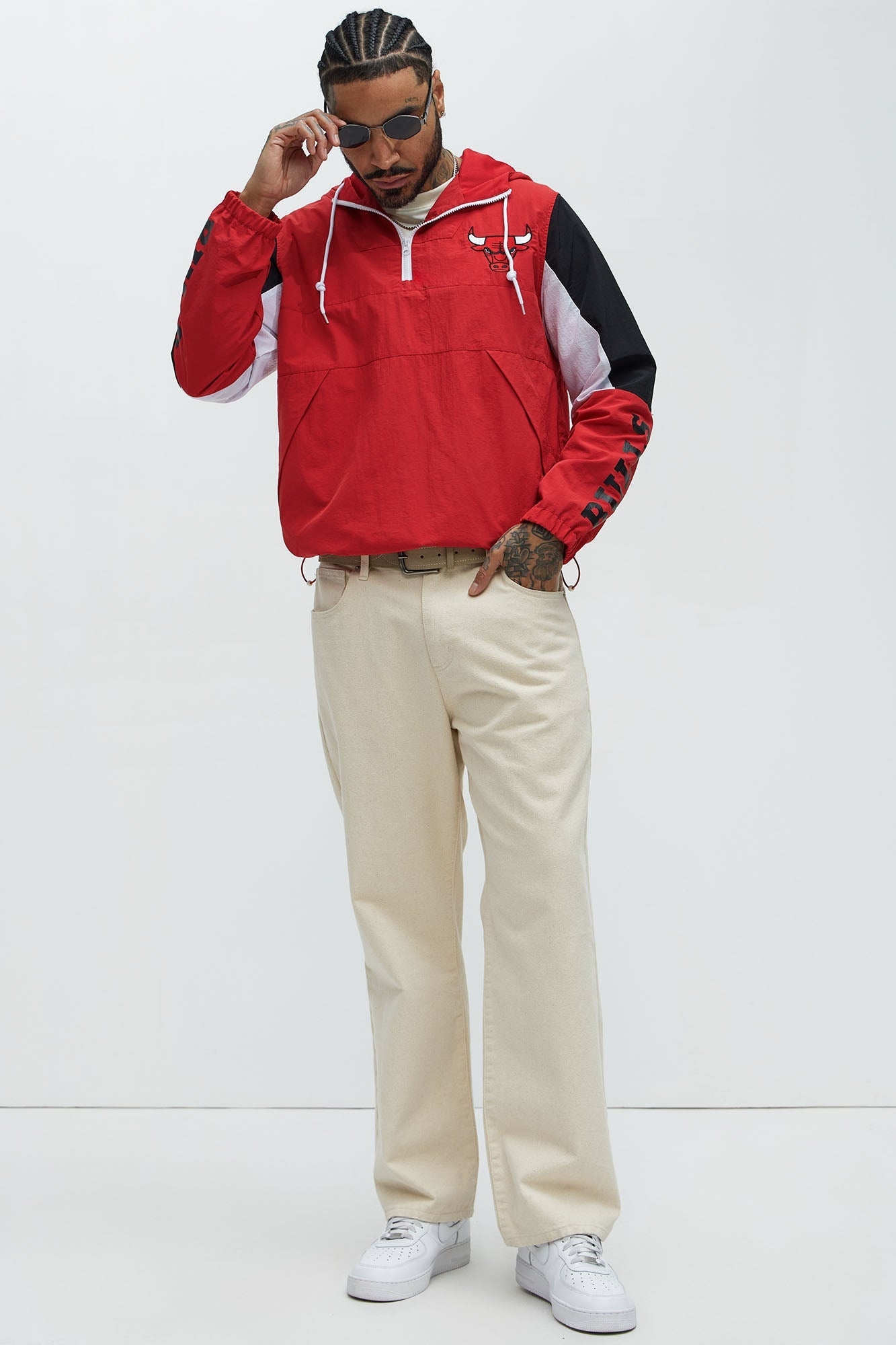 Bulls Ranger Quarter Zip Hoodie Jacket - Red
