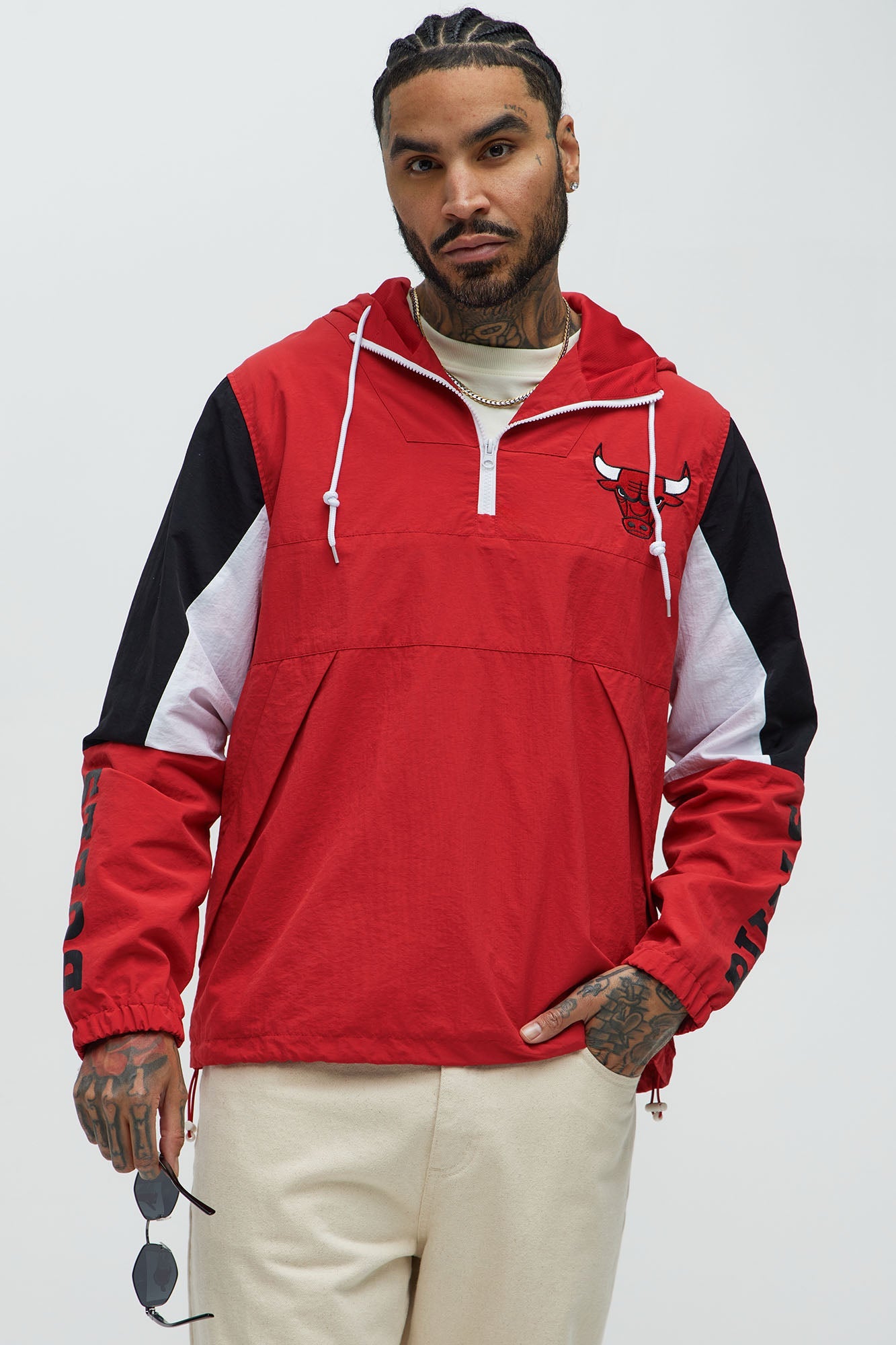 Bulls Ranger Quarter Zip Hoodie Jacket - Red