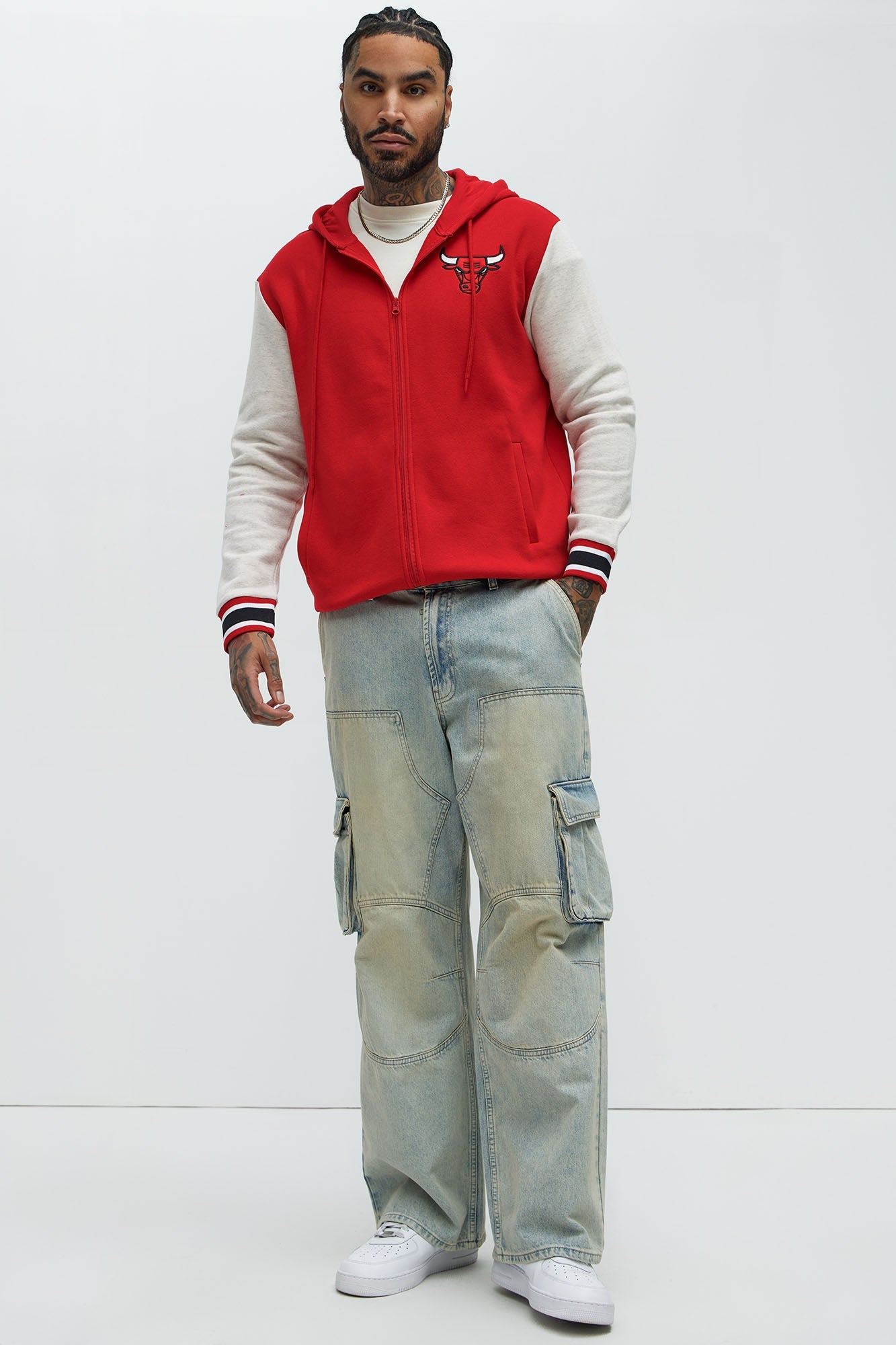 Bulls Above The Rim Zip Up Hoodie - Red