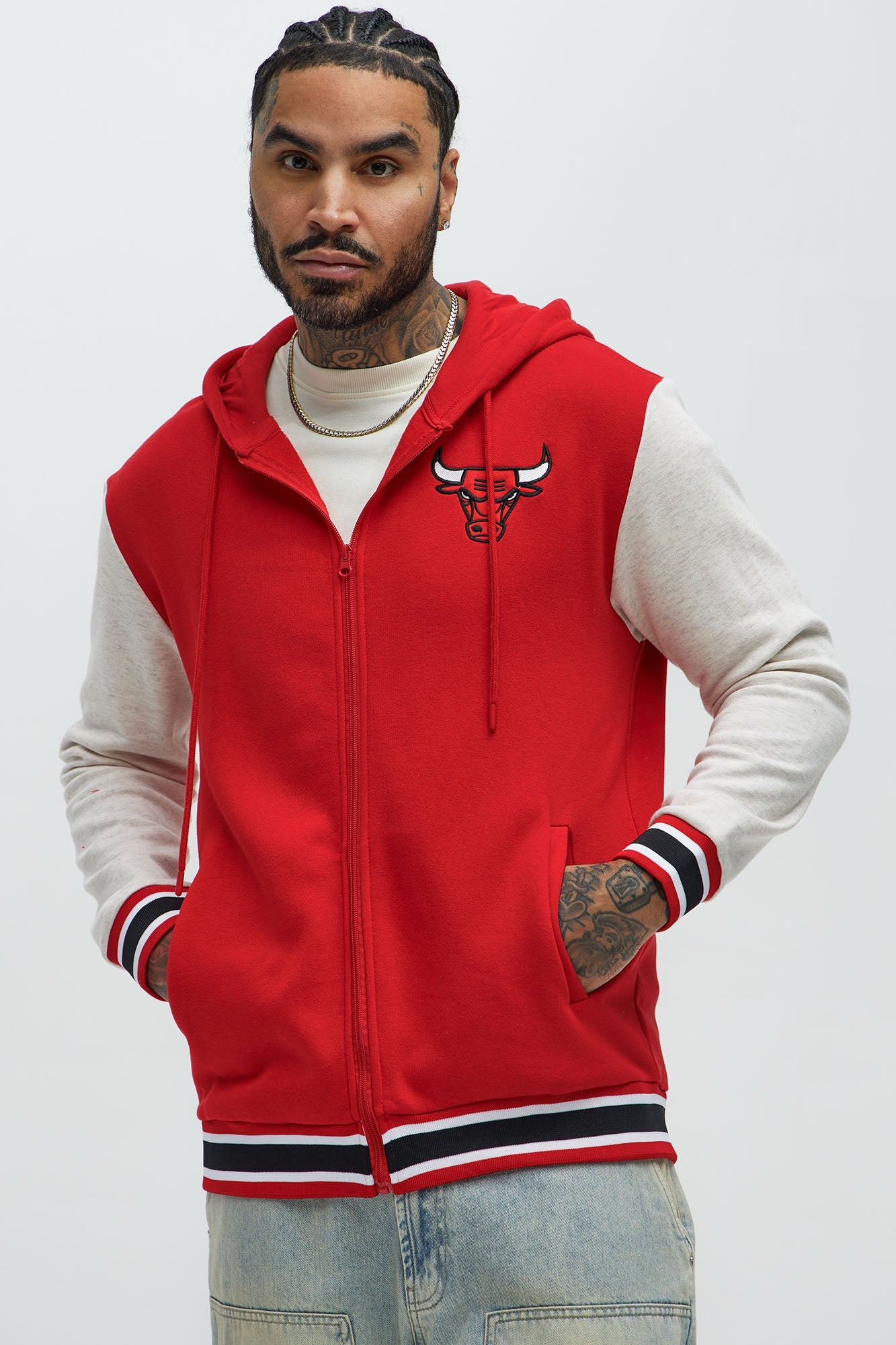 Bulls Above The Rim Zip Up Hoodie - Red