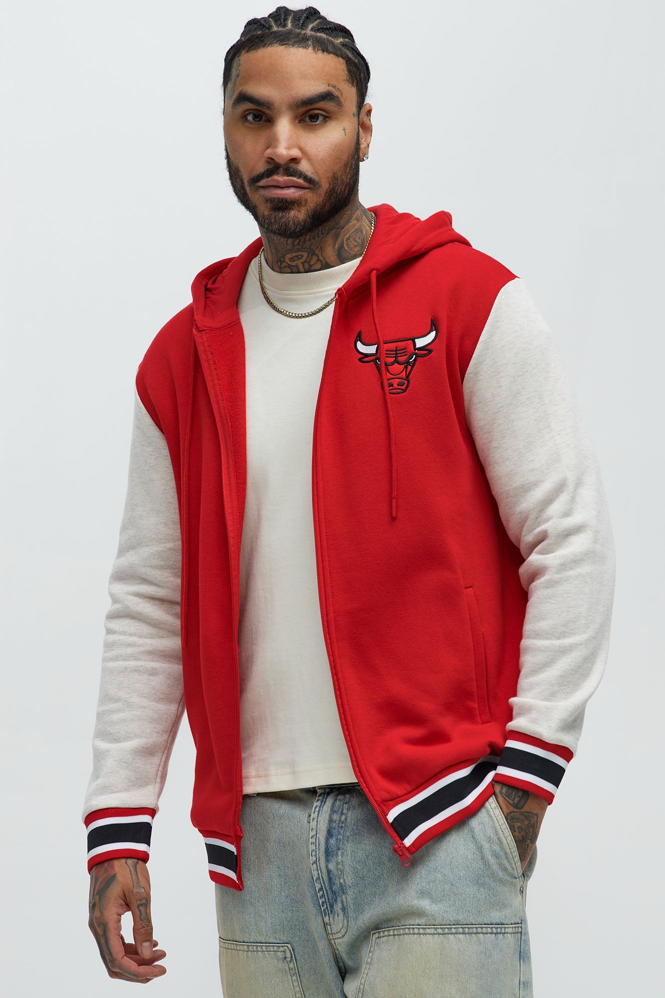 Bulls Above The Rim Zip Up Hoodie - Red