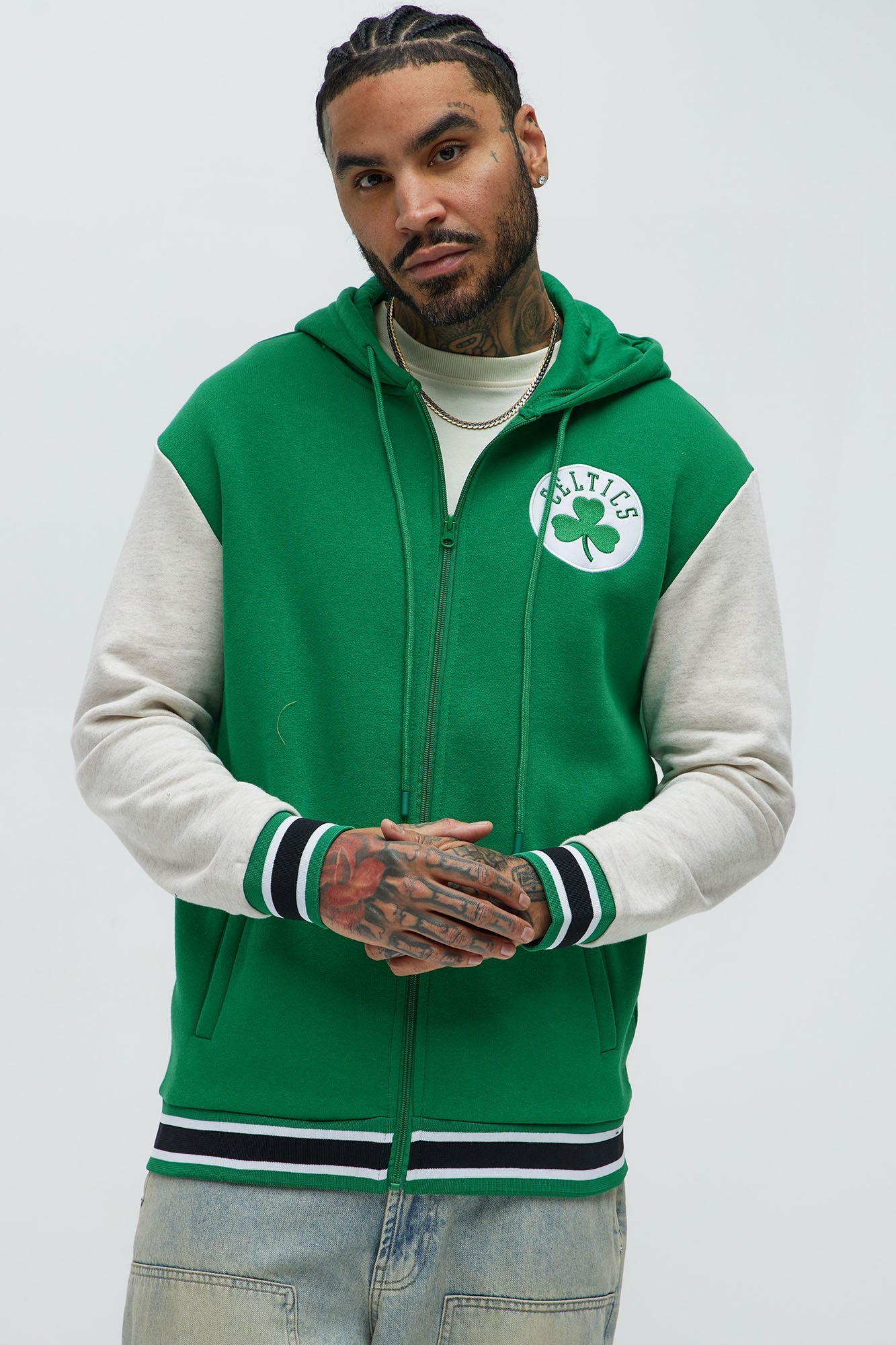 Celtics Above The Rim Zip Up Hoodie - Kelly Green