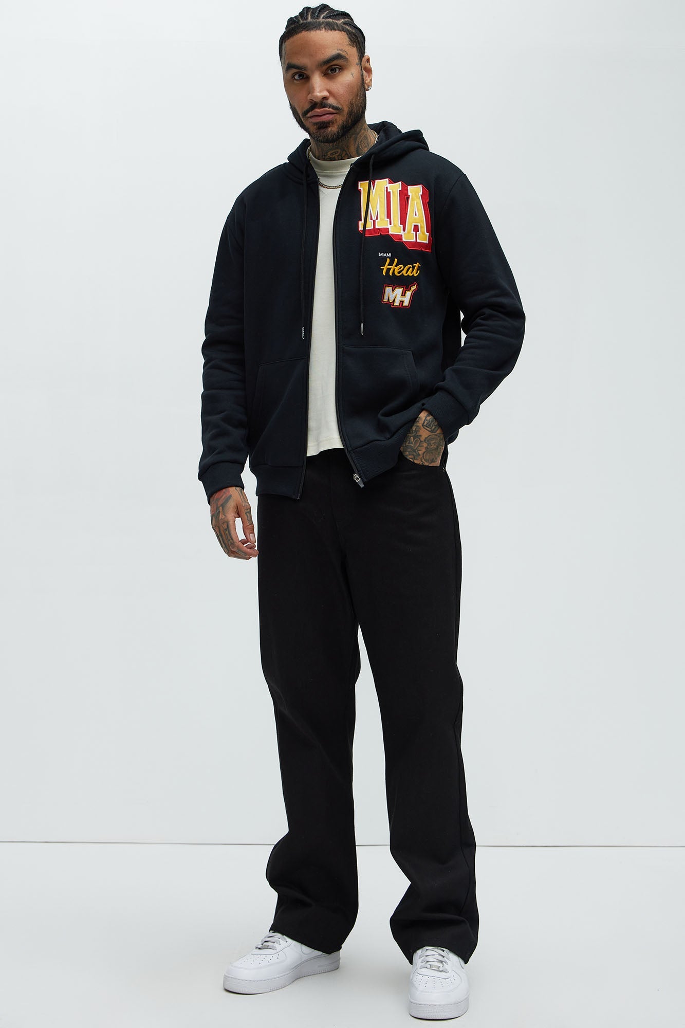 Heat Bold Zip Up Hoodie - Black