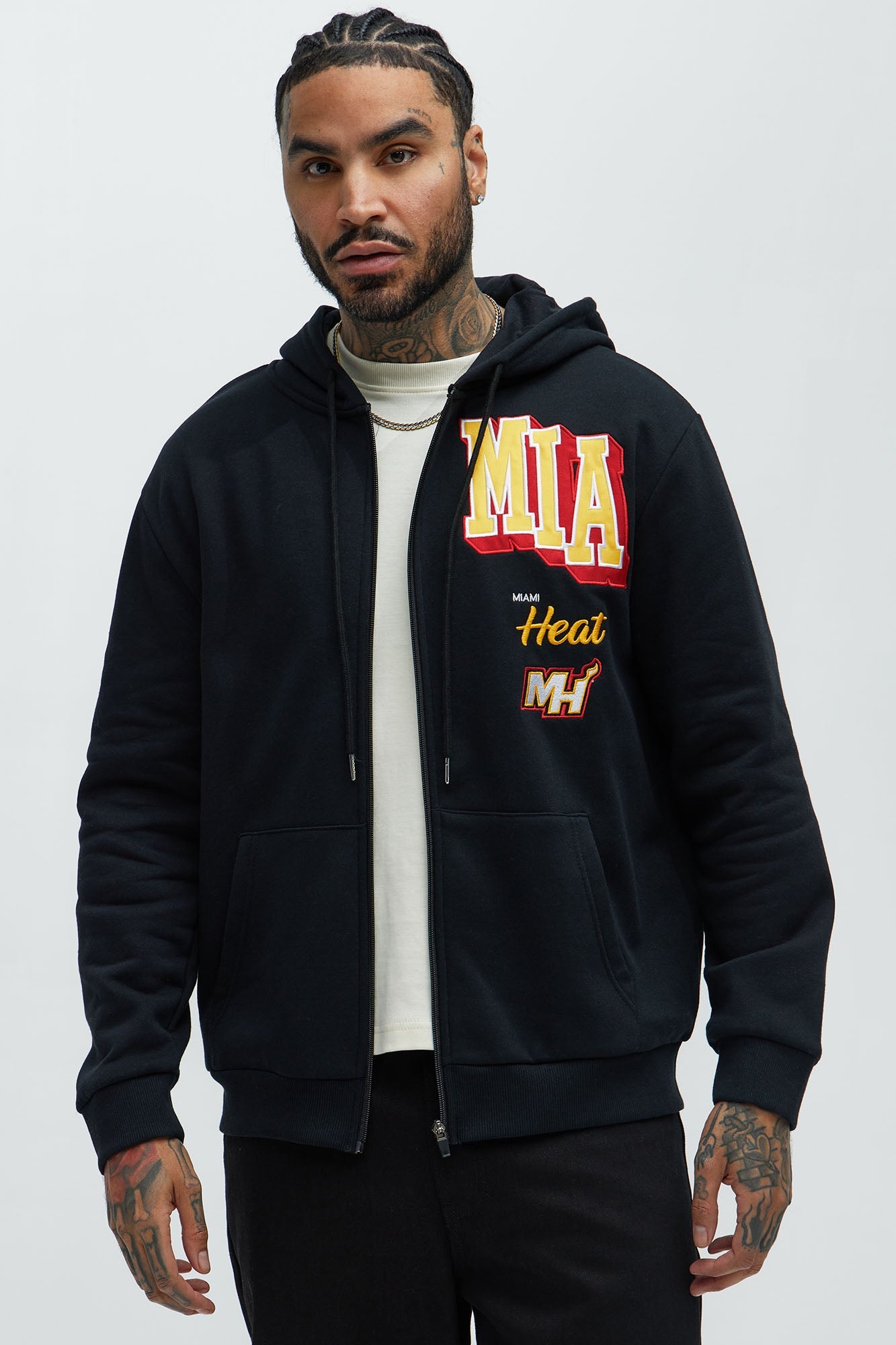 Heat Bold Zip Up Hoodie - Black