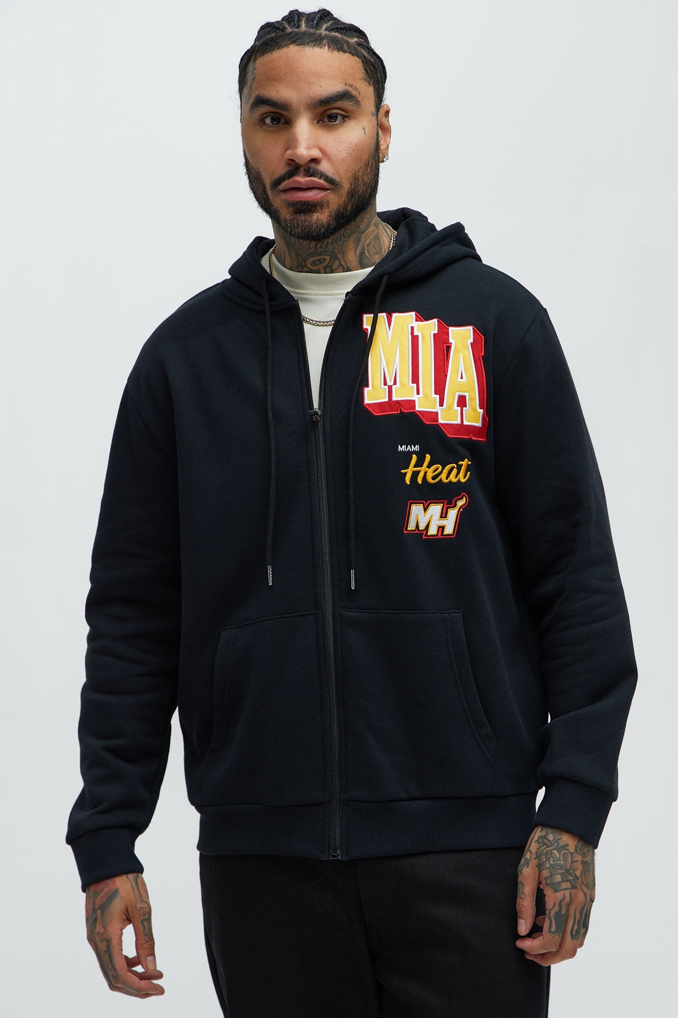 Heat Bold Zip Up Hoodie - Black