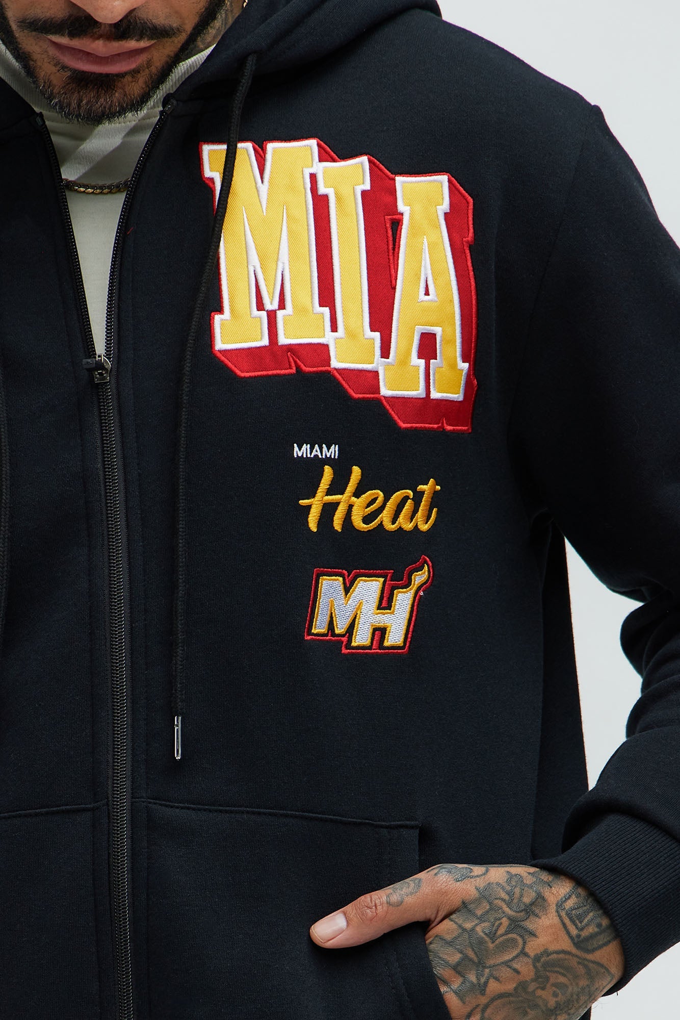 Heat Bold Zip Up Hoodie - Black