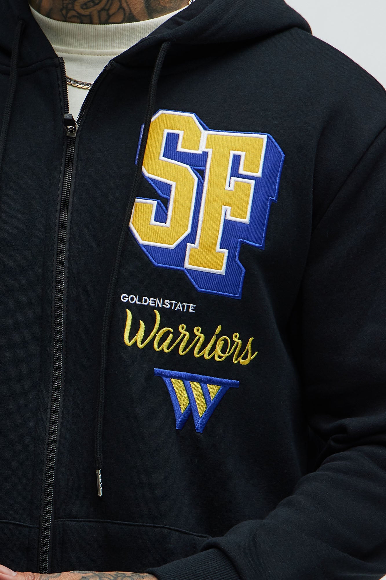 Warriors Bold Zip Up Hoodie - Black