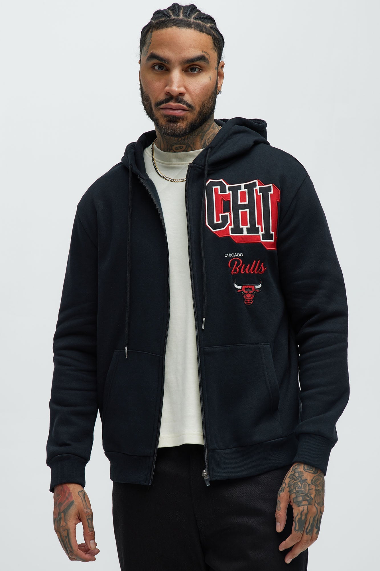 Bulls Bold Zip Up Hoodie - Black