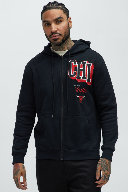 Bulls Bold Zip Up Hoodie - Black